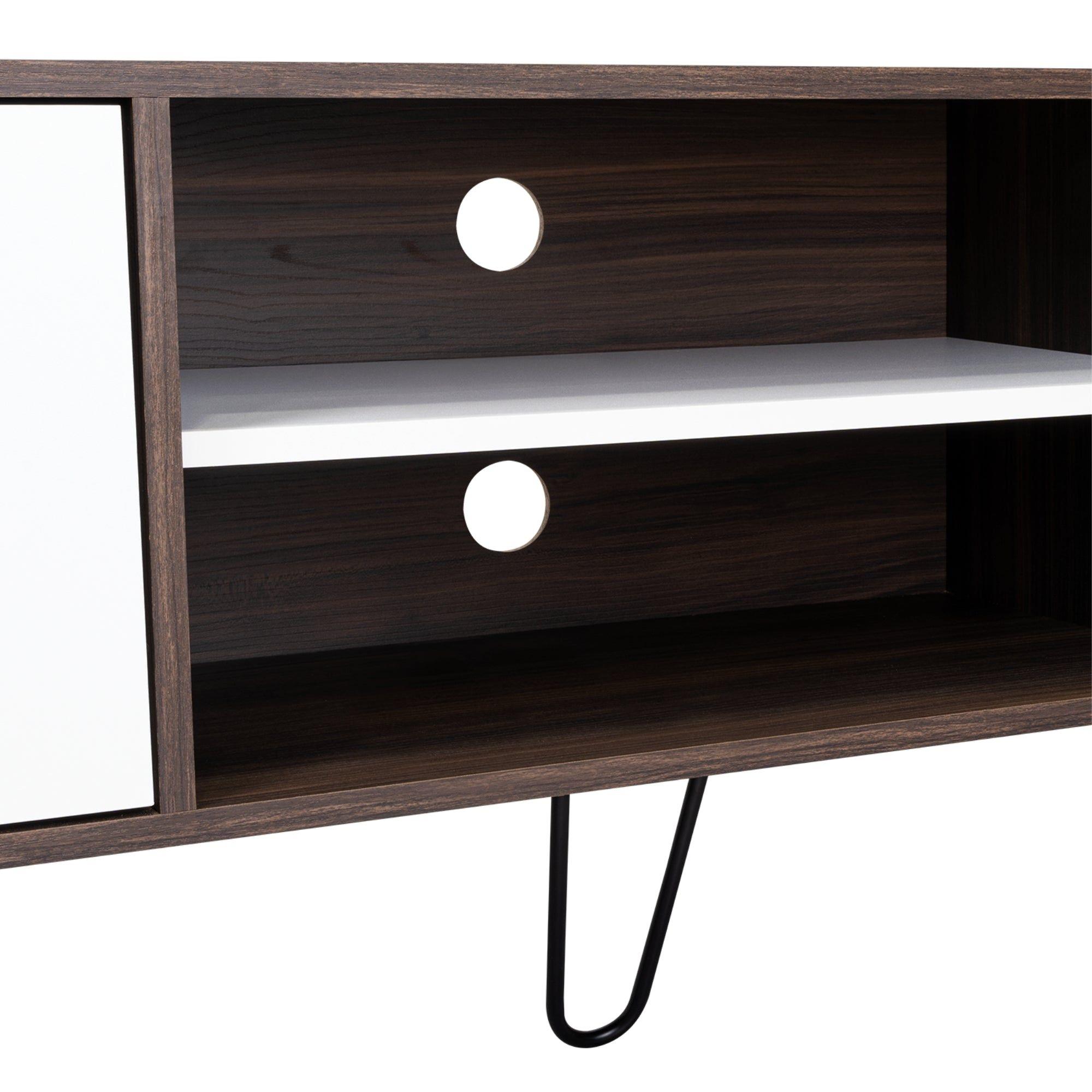 Rack Tv Con Capacidad Hasta 70" 52,5 X 180 X 35 Cm Cafe Oscuro Y Blanco-6