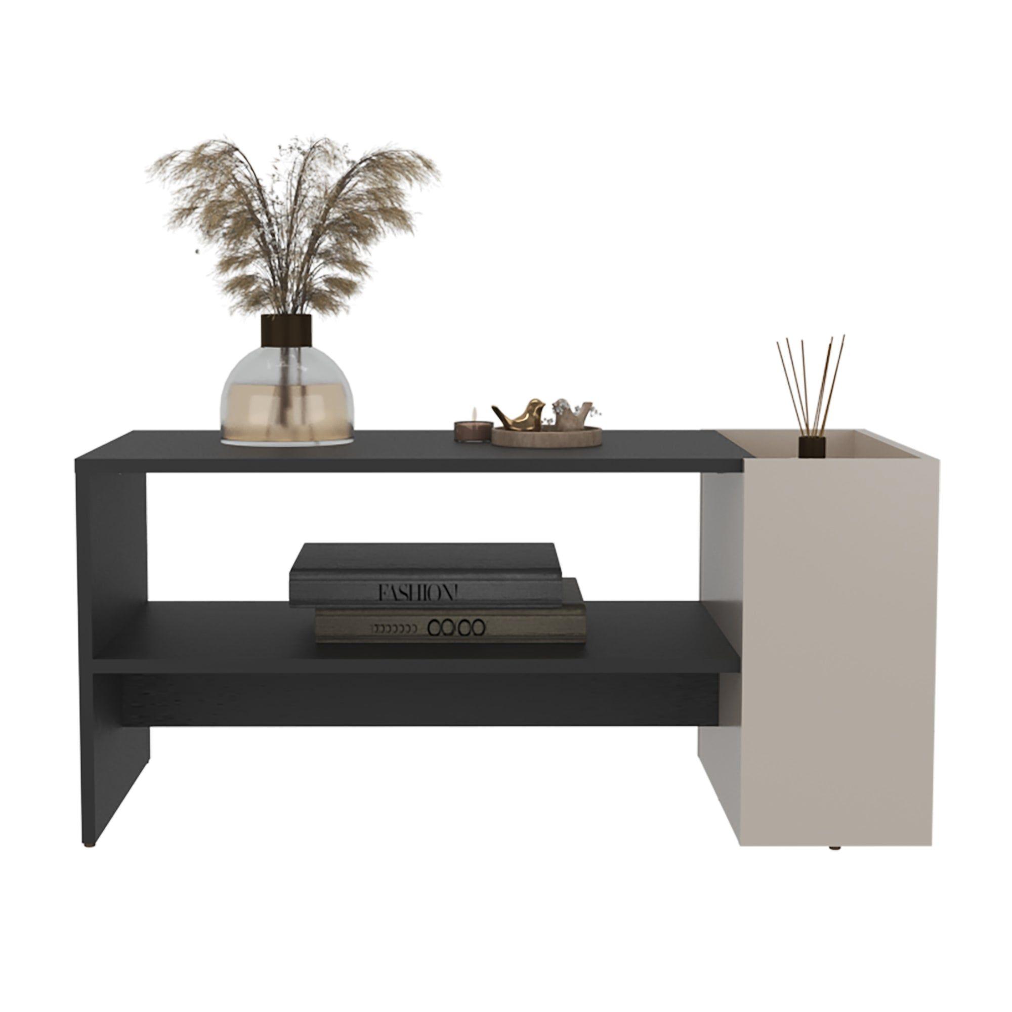 Mesa Centro 42x91x45 Cm Beige Y Negro-2