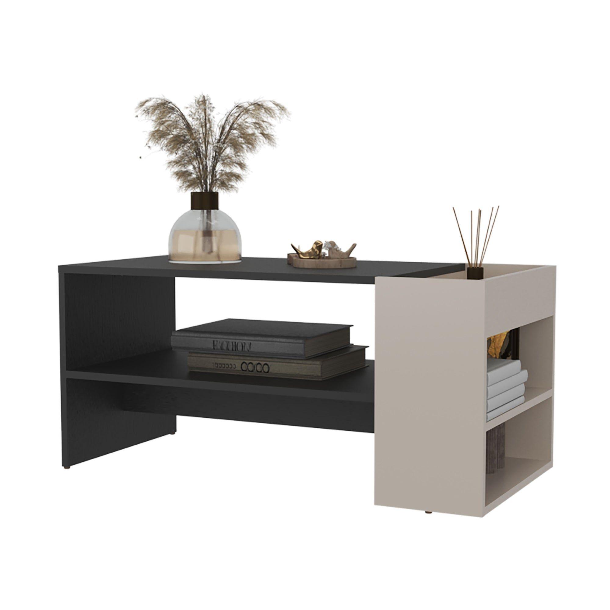 Mesa Centro 42x91x45 Cm Beige Y Negro-3