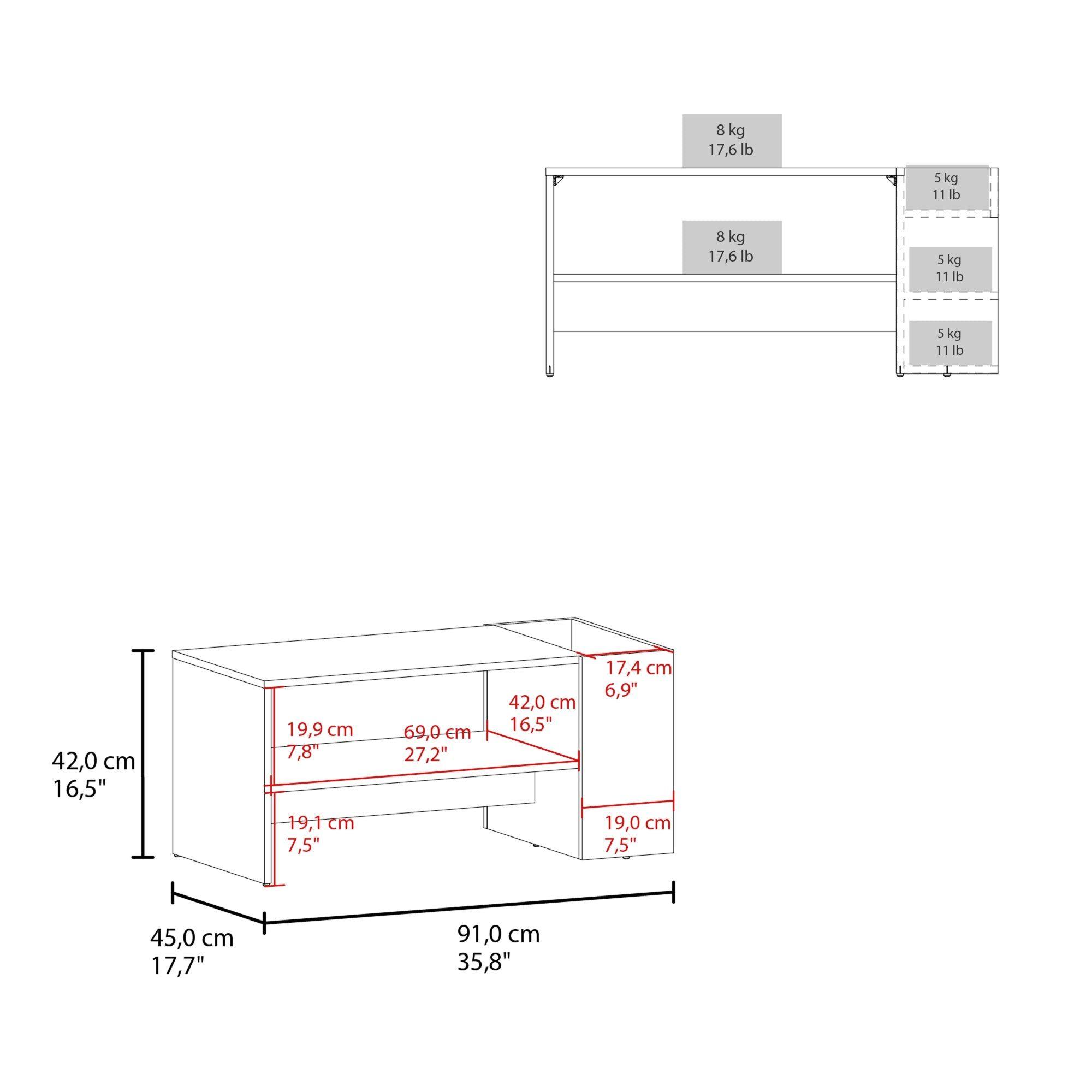 Mesa Centro 42x91x45 Cm Beige Y Negro-5