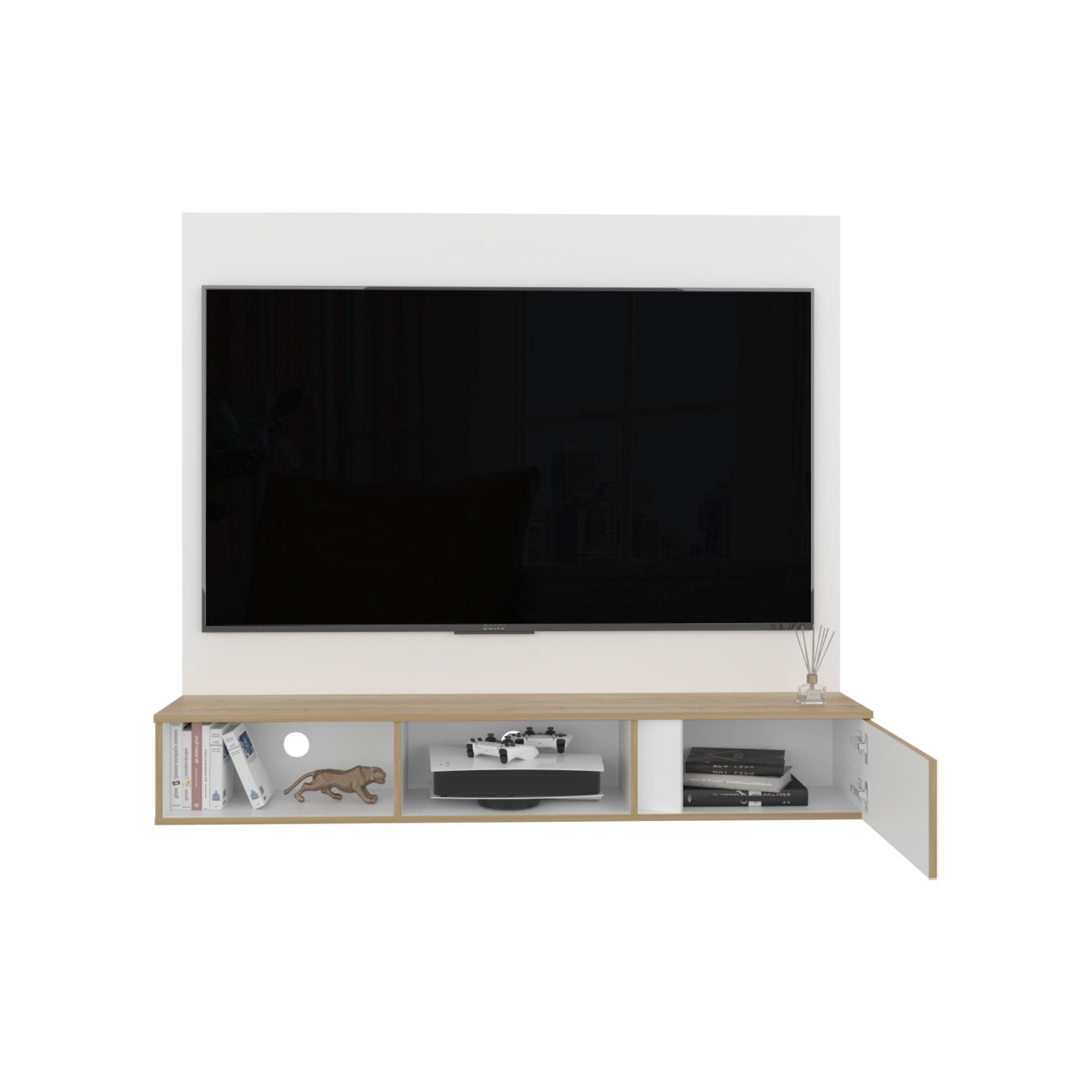 Panel Tv 65"150X132,5X29,6 Cm Blanco Y Cafe Claro-2