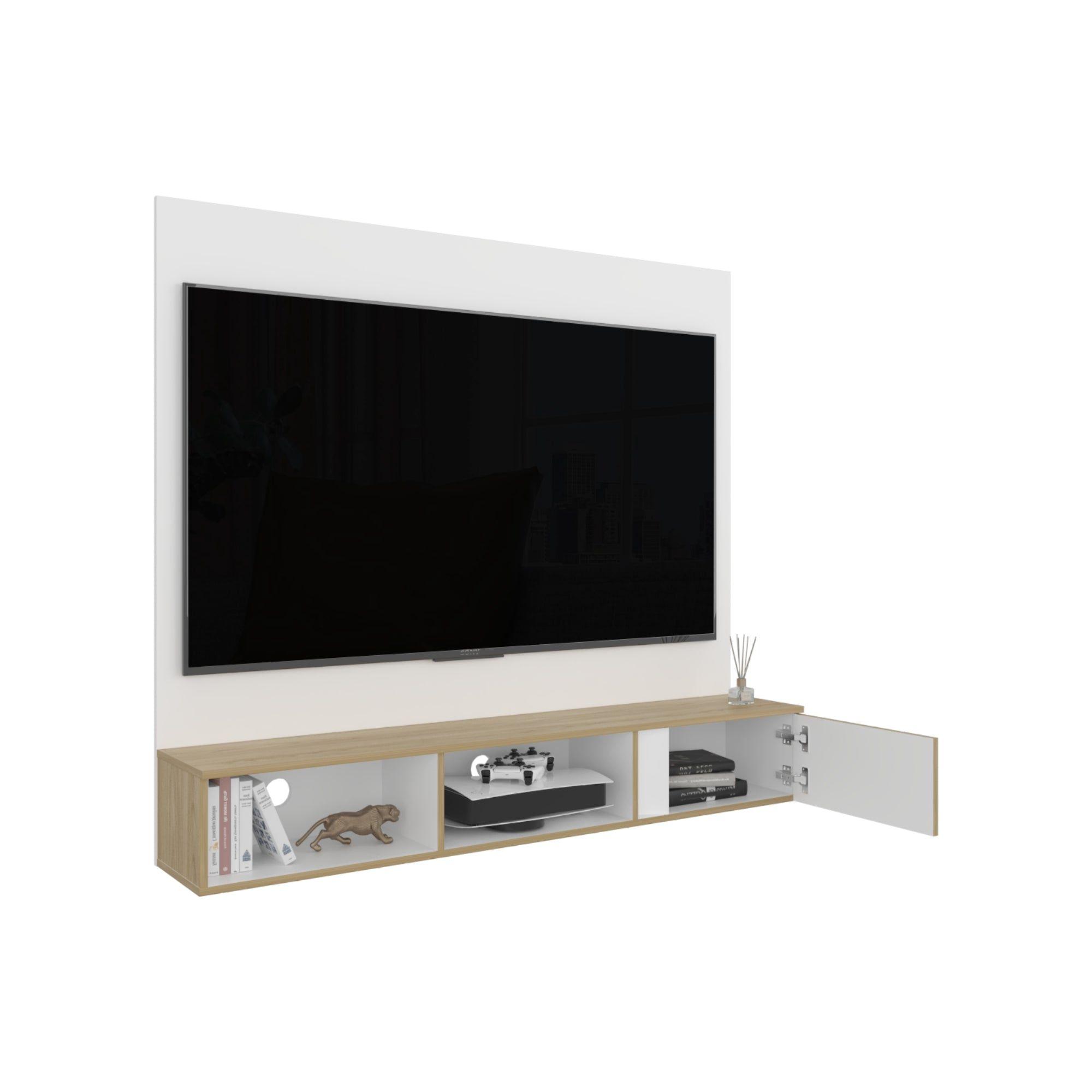 Panel Tv 65"150X132,5X29,6 Cm Blanco Y Cafe Claro-3