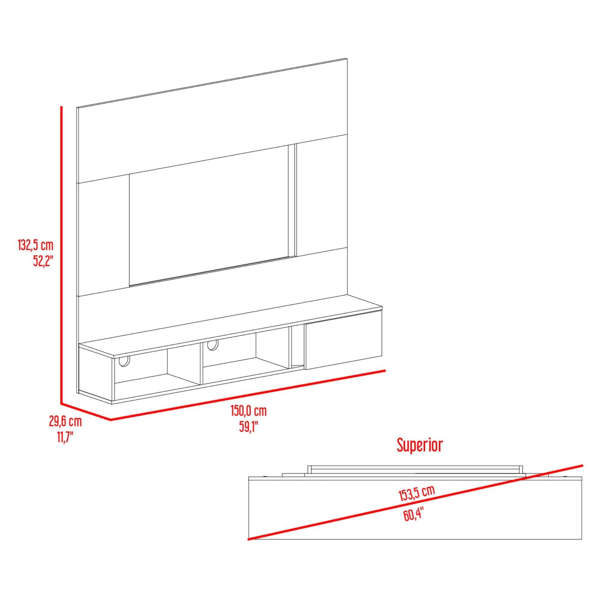 Panel Tv 65"150X132,5X29,6 Cm Blanco Y Cafe Claro-4