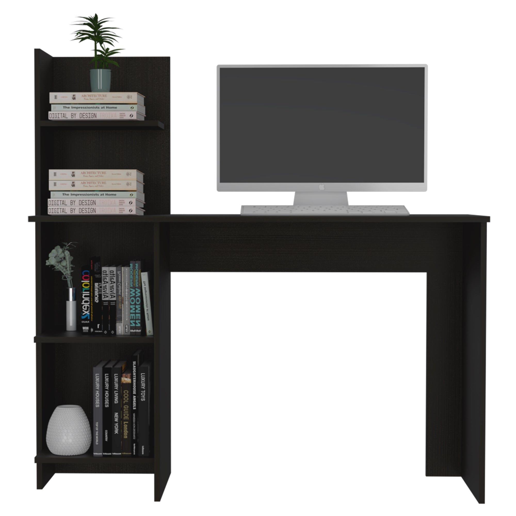 ESCRITORIO CON BIBLIOTECA 4 REPISAS FM-067N - NEGRO-2