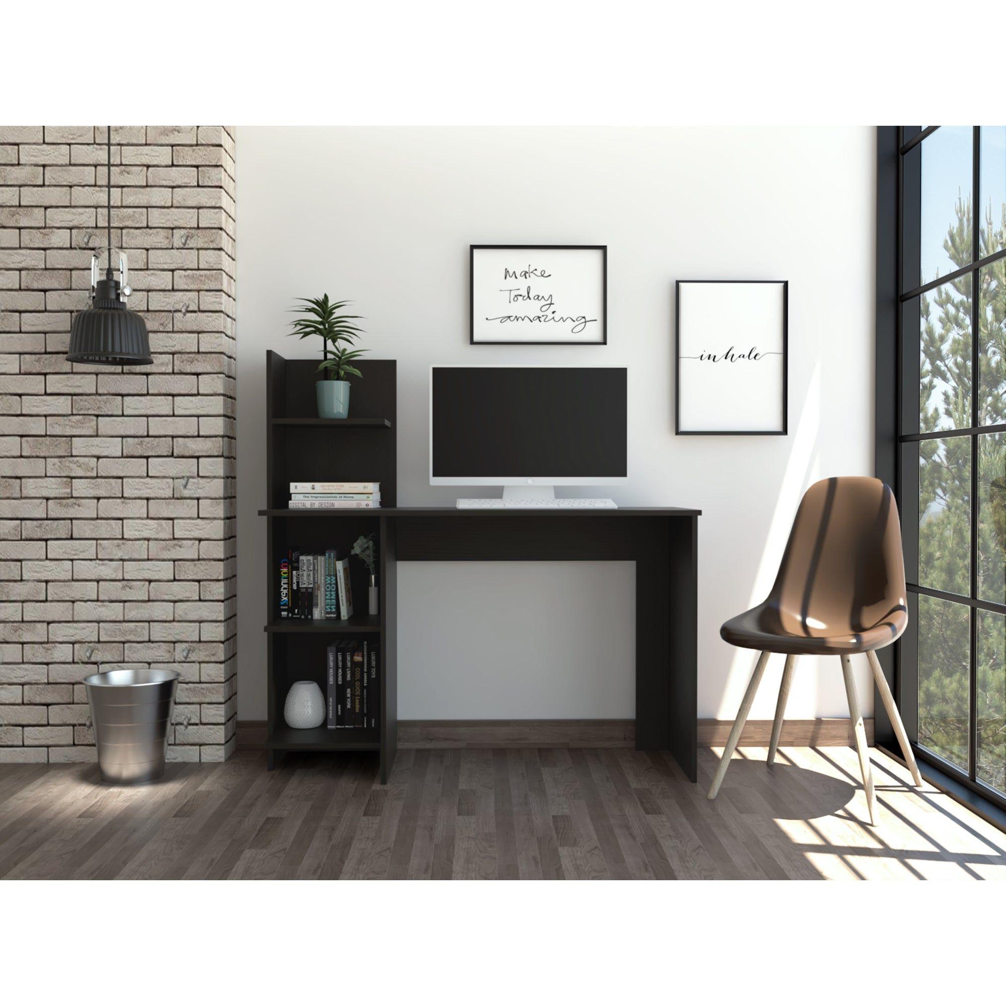 ESCRITORIO CON BIBLIOTECA 4 REPISAS FM-067N - NEGRO-4