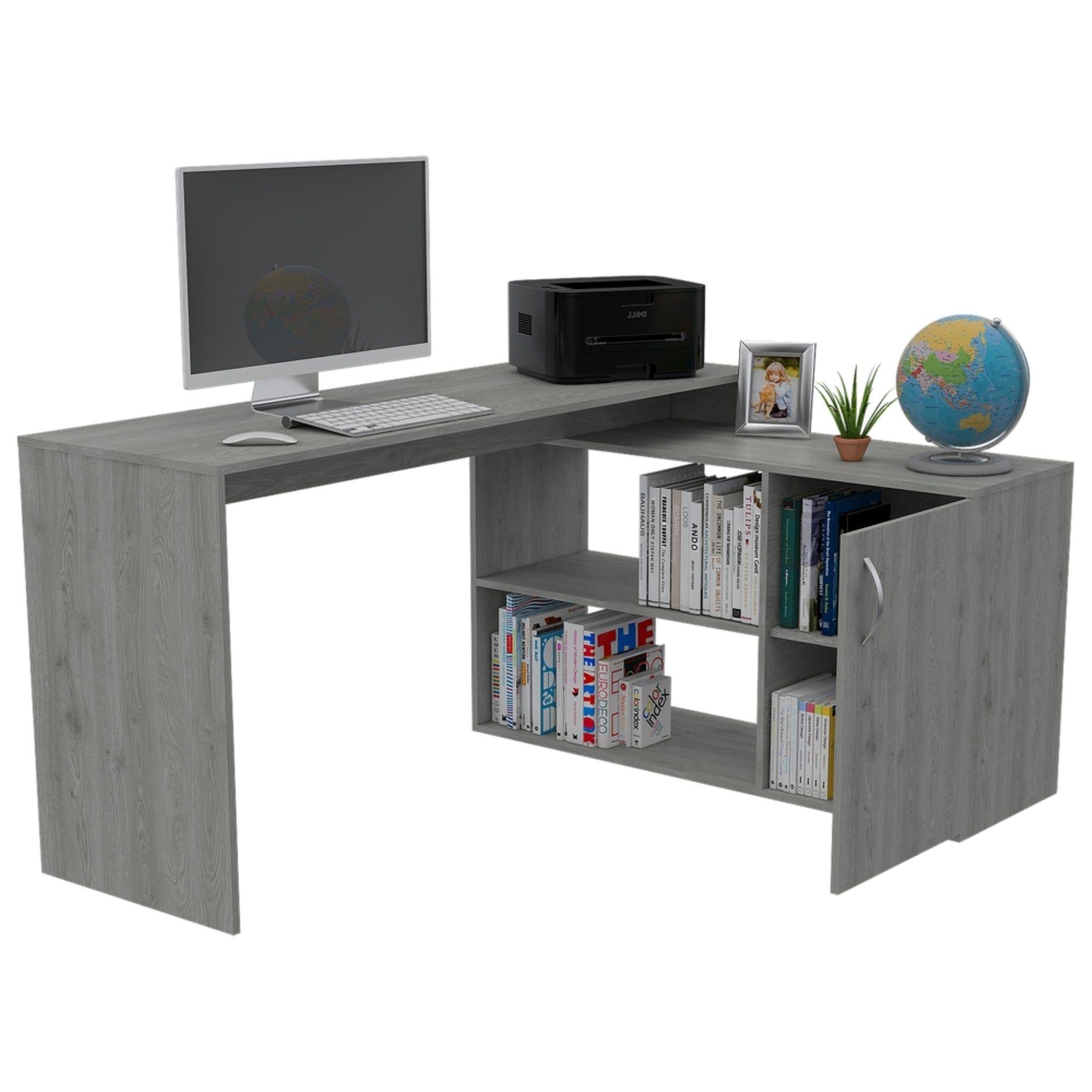 ESCRITORIO EN L 1 PUERTA Y ESTANTE FM-024G GRIS -2