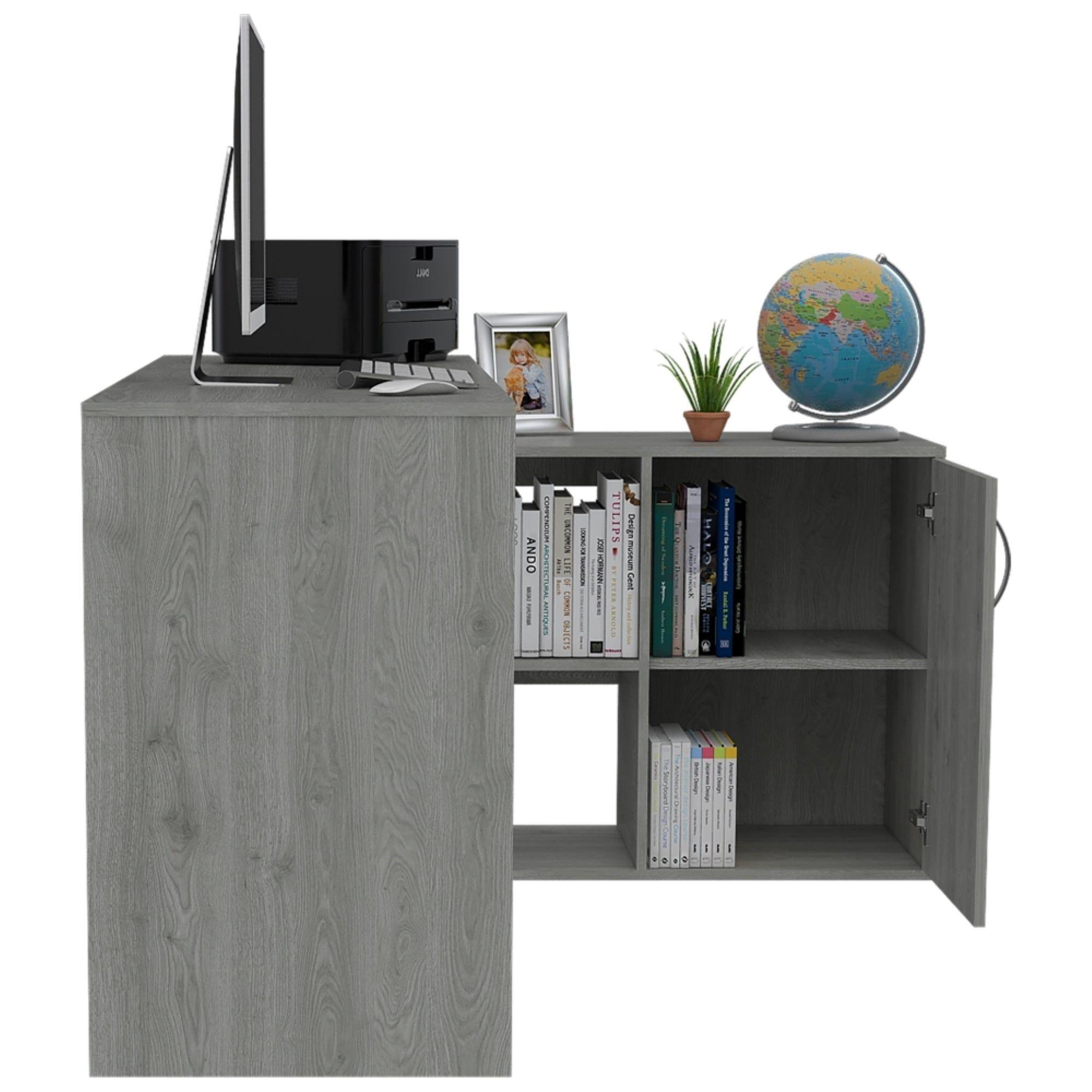 ESCRITORIO EN L 1 PUERTA Y ESTANTE FM-024G GRIS -3
