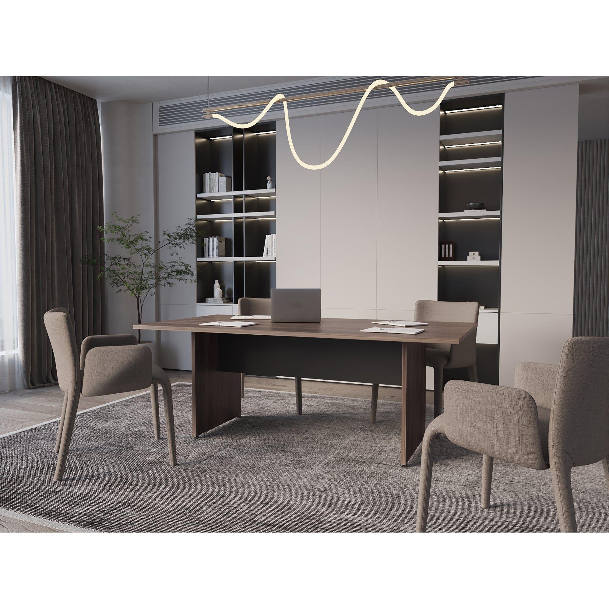 MESA DE REUNION 75X200X100 CM FM-054N - NEGRO Y CAFE OSCURO-4
