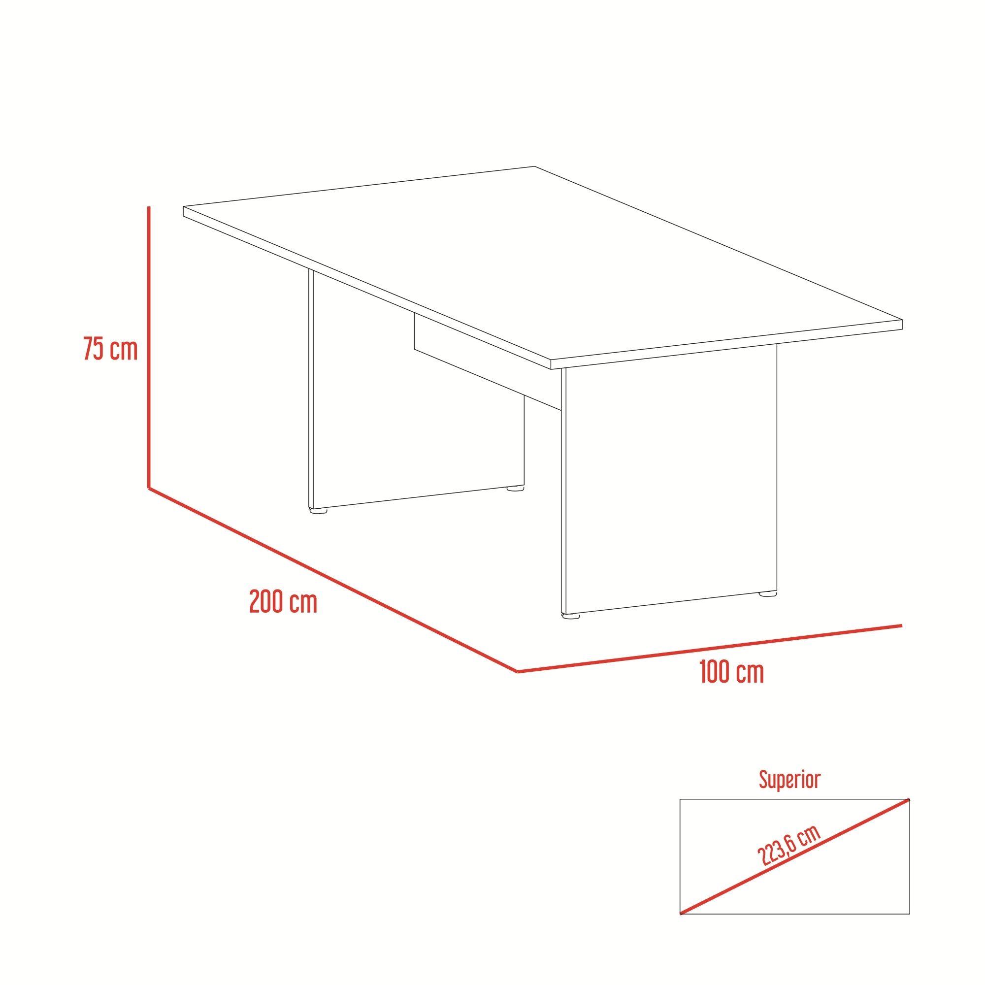 MESA DE REUNION 75X200X100 CM FM-054N - NEGRO Y CAFE OSCURO-5