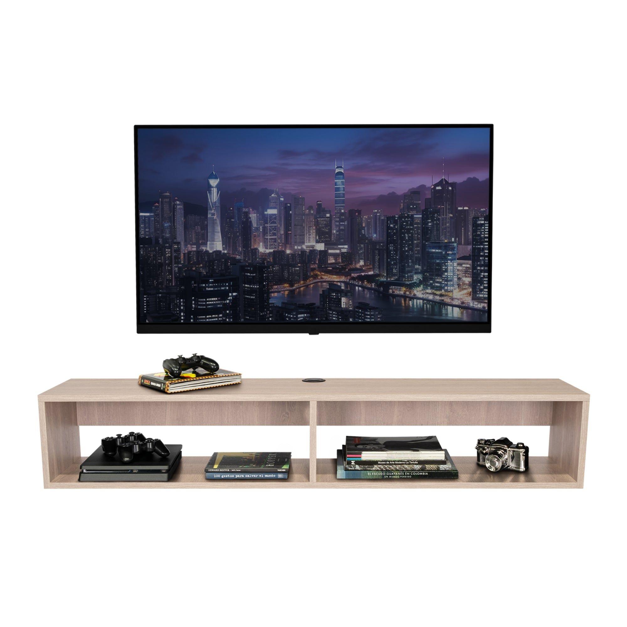 Rack Tv Con Capacidad Hasta 65" Flotante 2 Espacios 26,5X150X32 Cm Beige-1