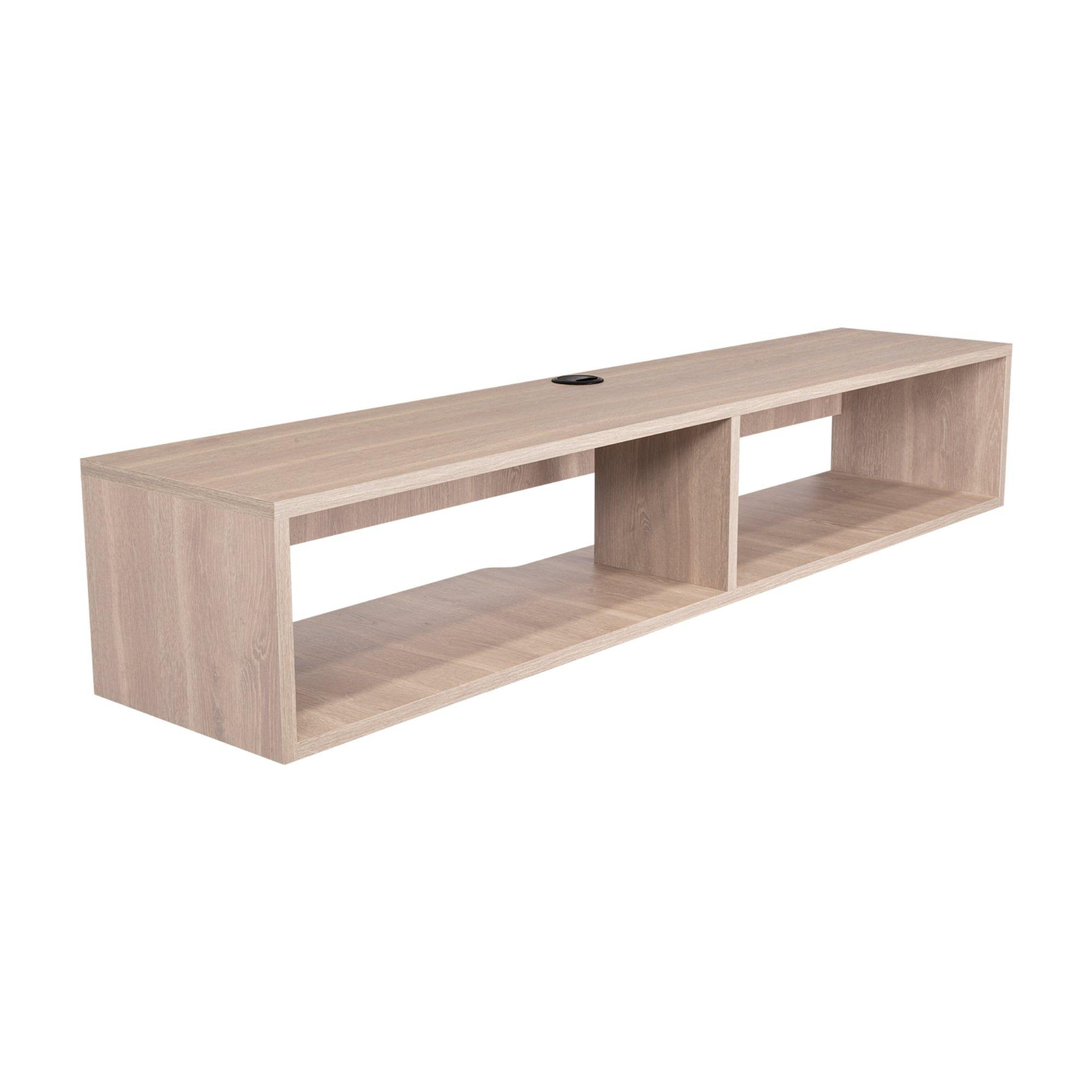 Rack Tv Con Capacidad Hasta 65" Flotante 2 Espacios 26,5X150X32 Cm Beige-2