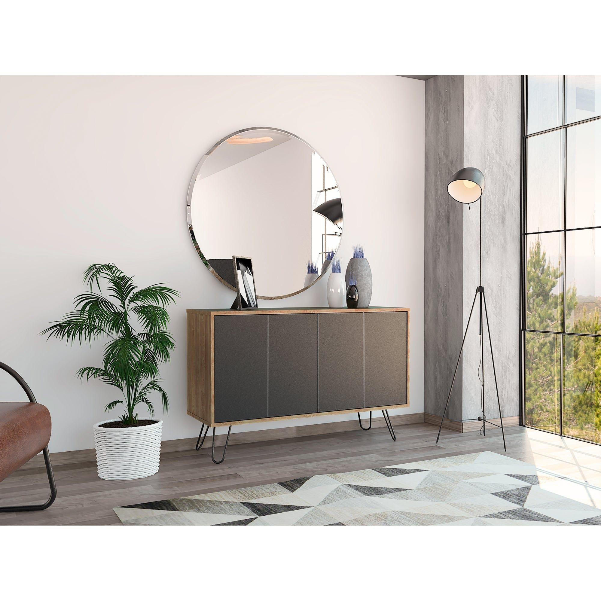 ARRIMO CON 4 PUERTAS Y 4 REPISAS FM-001A - CAFÉ CLARO Y PLOMO-4
