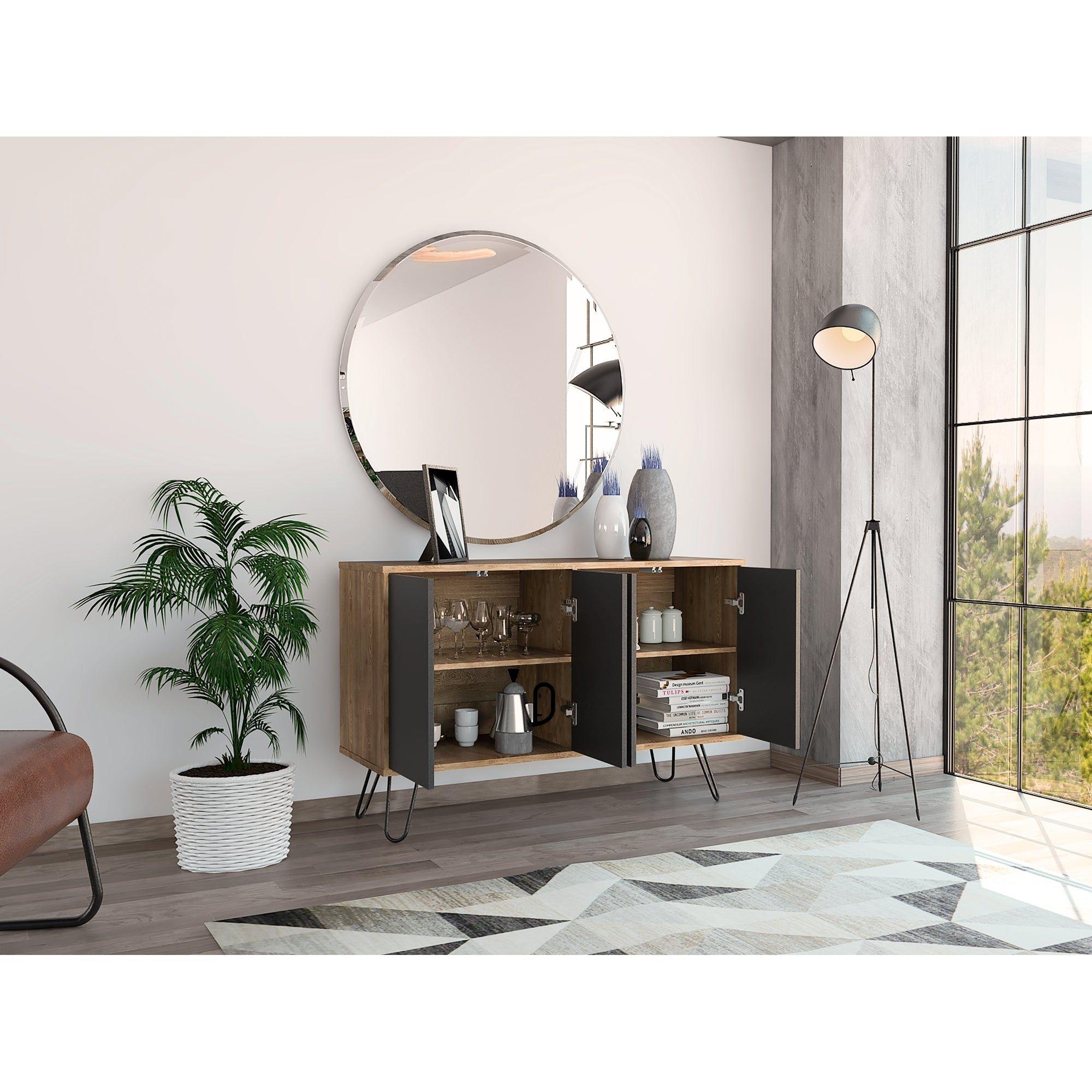 ARRIMO CON 4 PUERTAS Y 4 REPISAS FM-001A - CAFÉ CLARO Y PLOMO-5