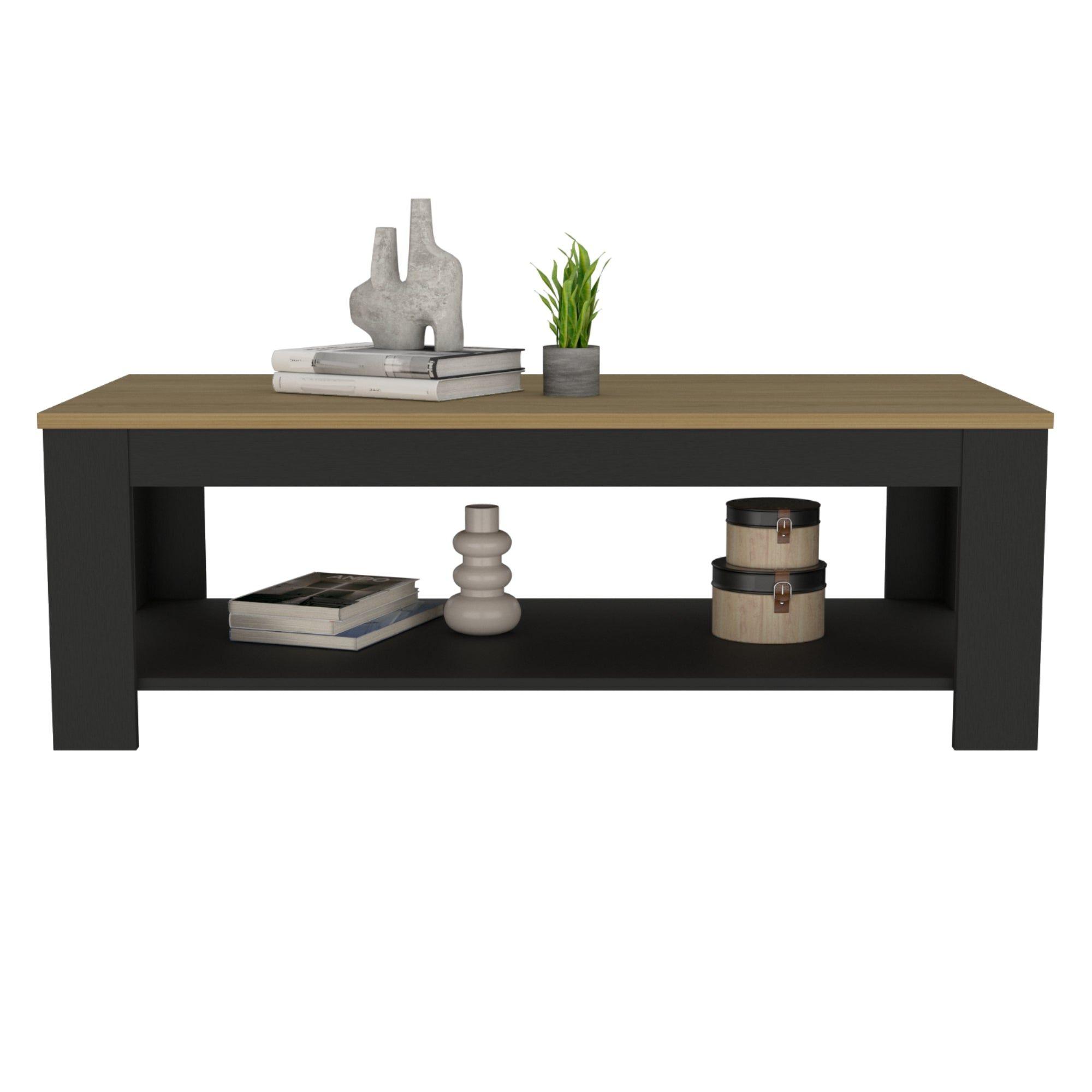 Mesa De Centro 120X60X41,5 Cm Cafe Claro Y Negro-2