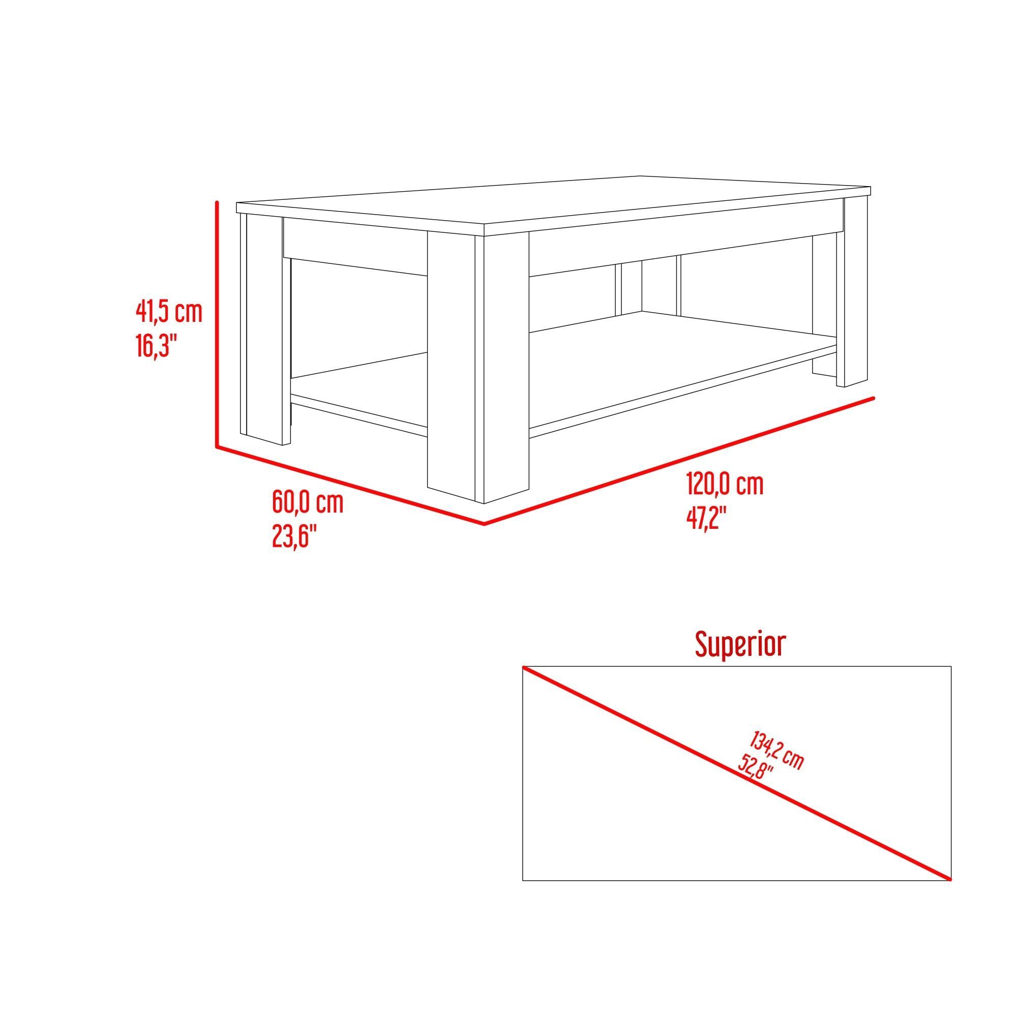 Mesa De Centro 120X60X41,5 Cm Cafe Claro Y Negro-4