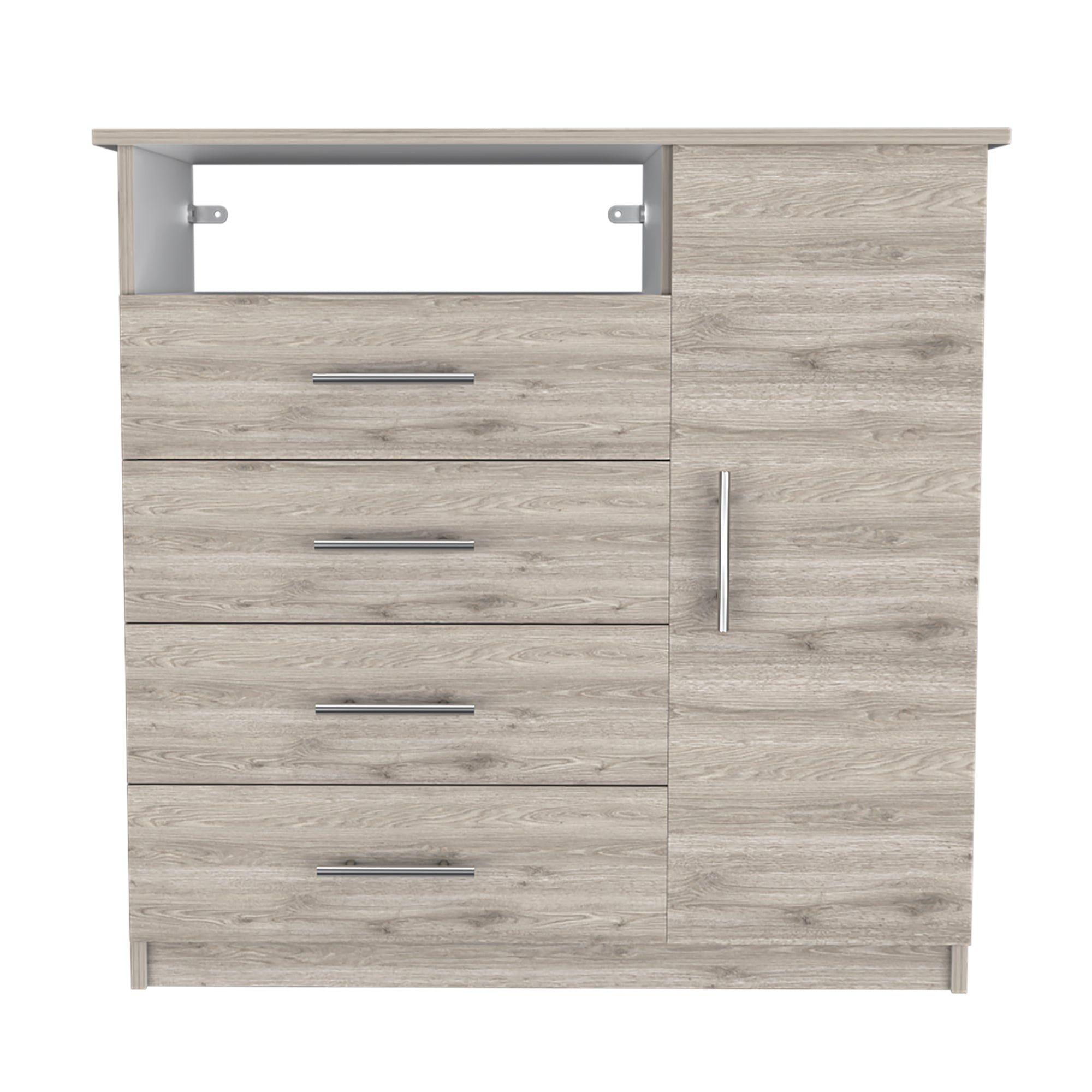 COMODA 4 CAJONES 1 PUERTA FM-018G - GRIS CLARO-2
