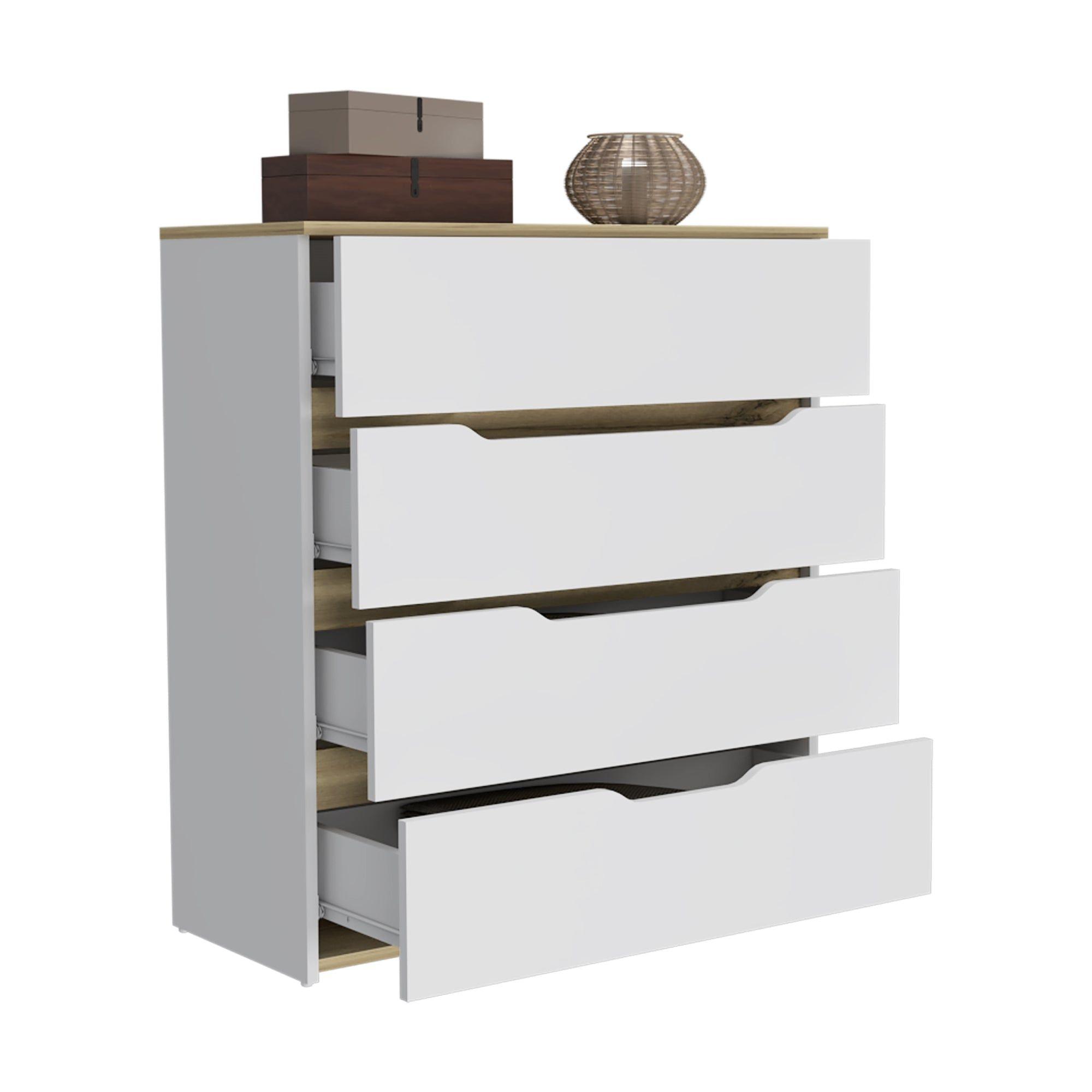 COMODA 4 CAJONES FM-016B - BLANCO Y CAFE CLARO-2