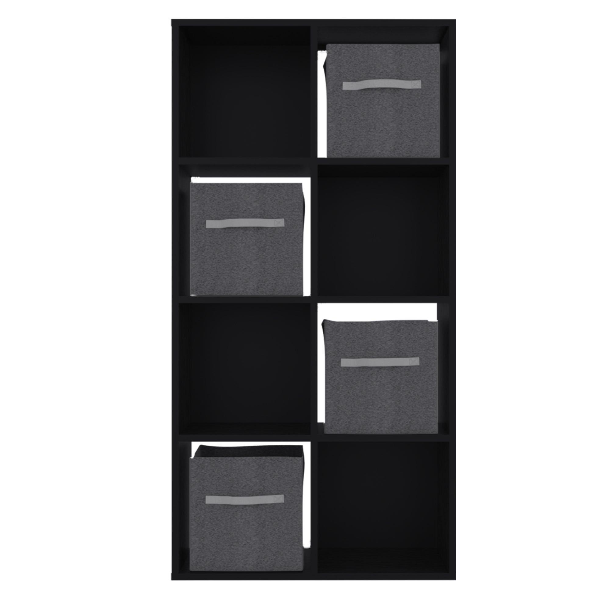 Estante Biblioteca + 4 Cubos De Tela Negro-1