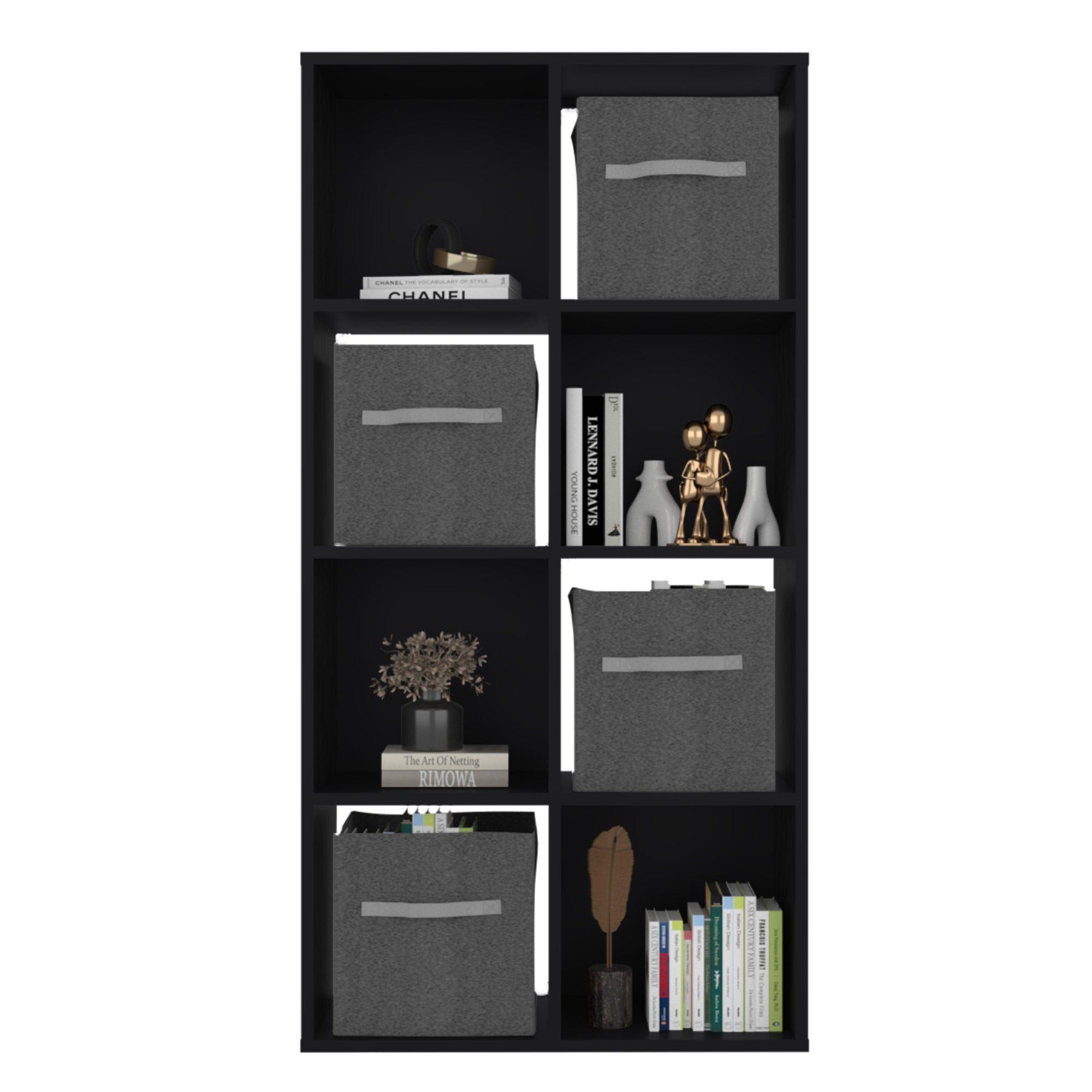 Estante Biblioteca + 4 Cubos De Tela Negro-3