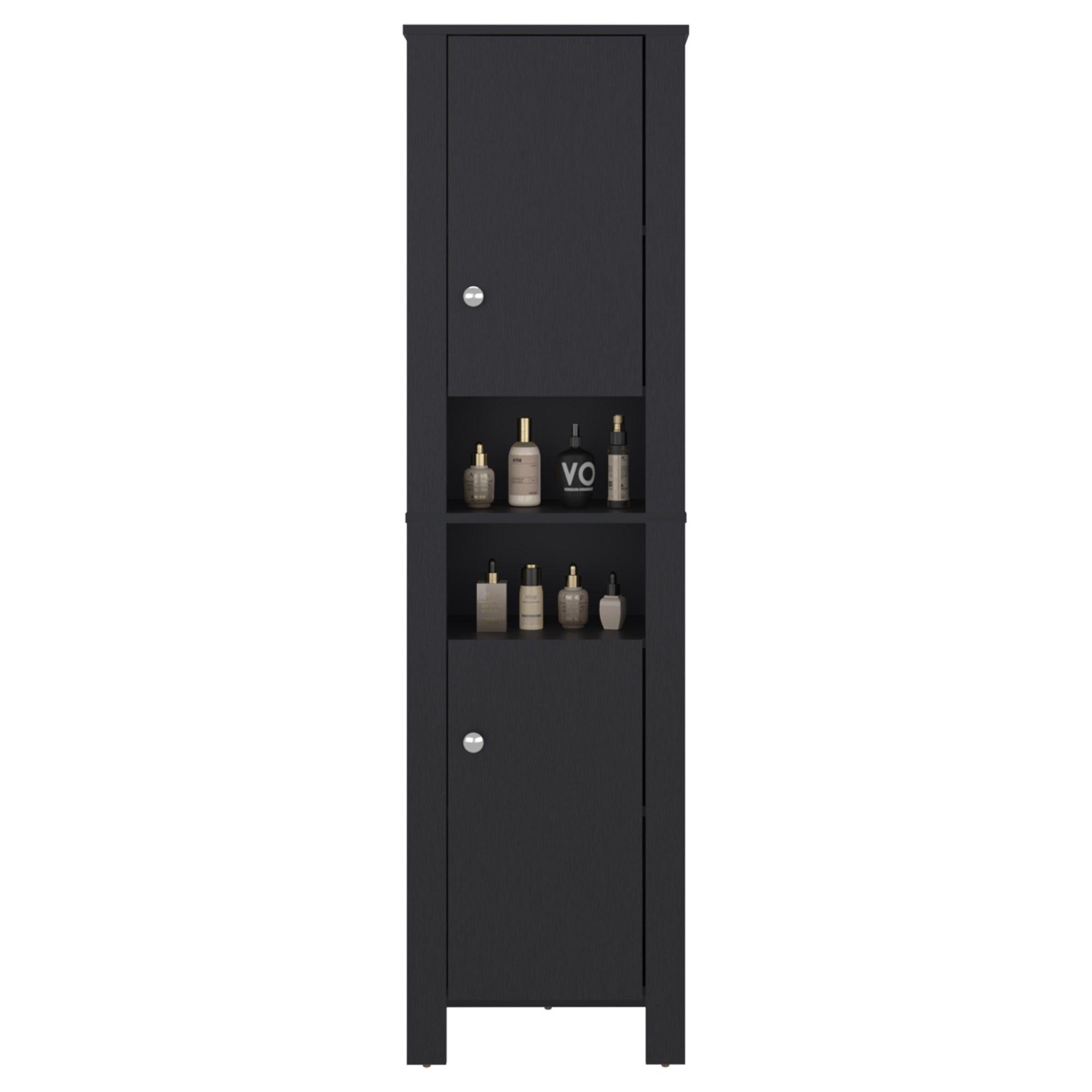 Estante Baño Organizador 2 Puertas Negro-2