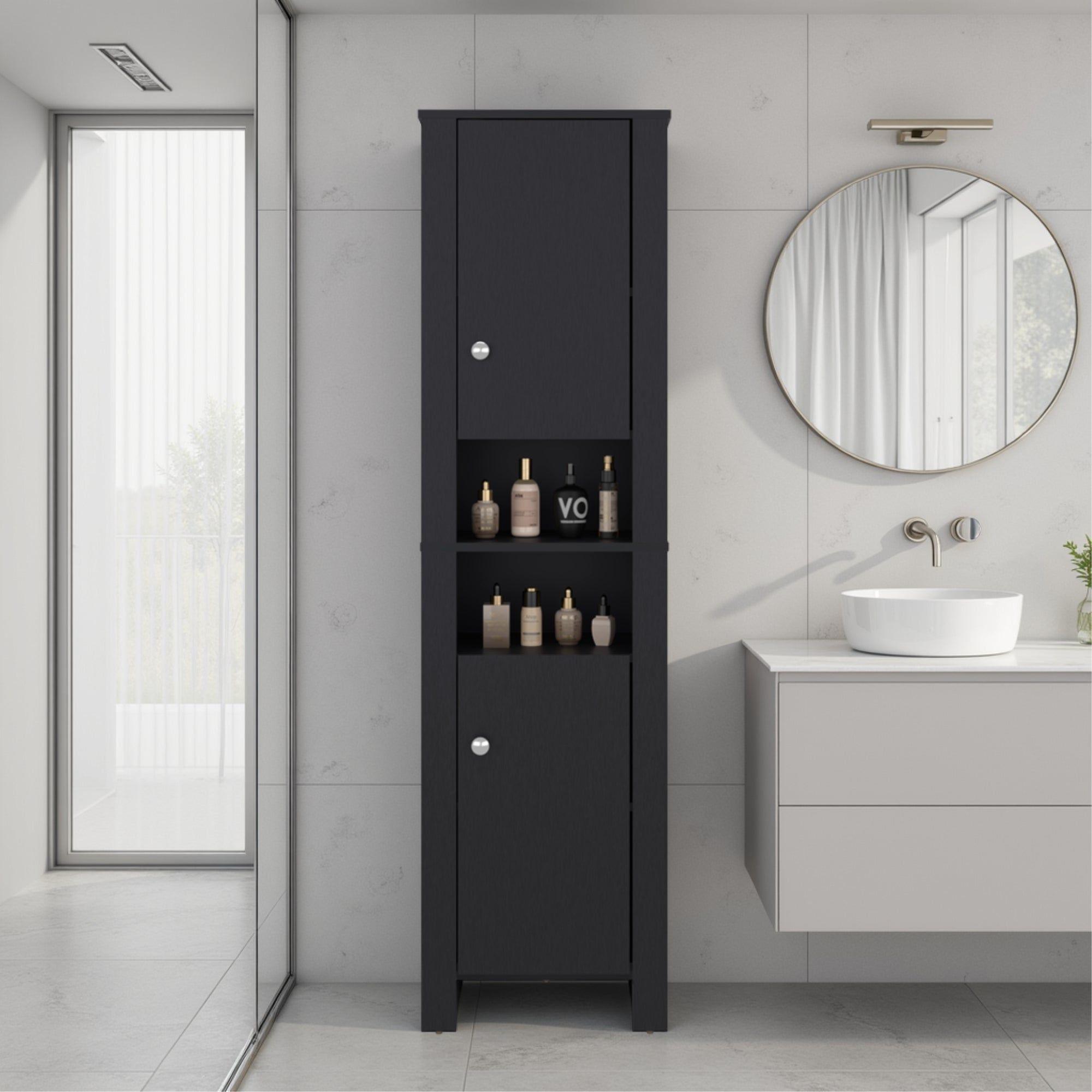 Estante Baño Organizador 2 Puertas Negro-4