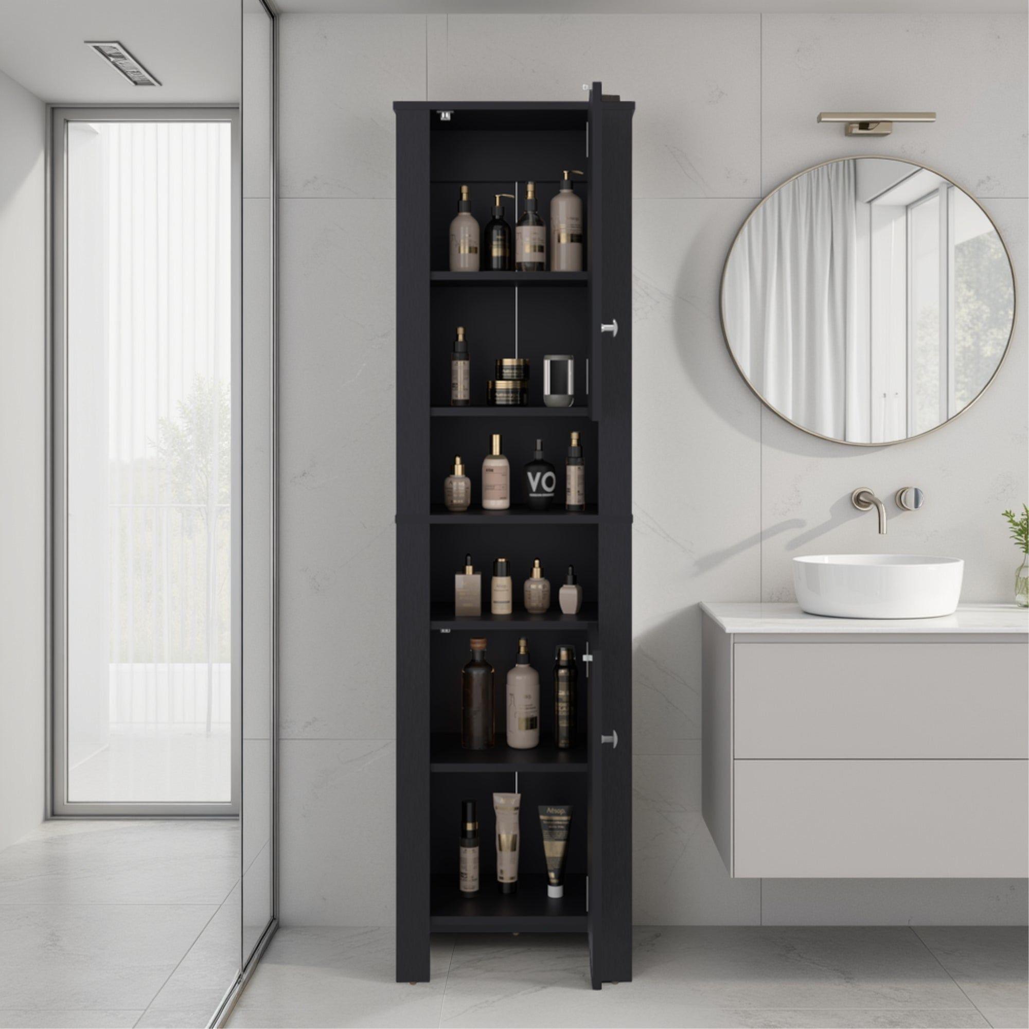 Estante Baño Organizador 2 Puertas Negro-5