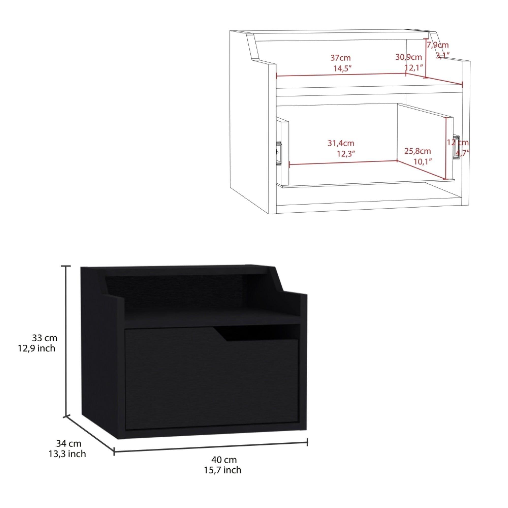 Velador Flotante 1 Cajon 33 X 40 X 34 Cm Negro-4
