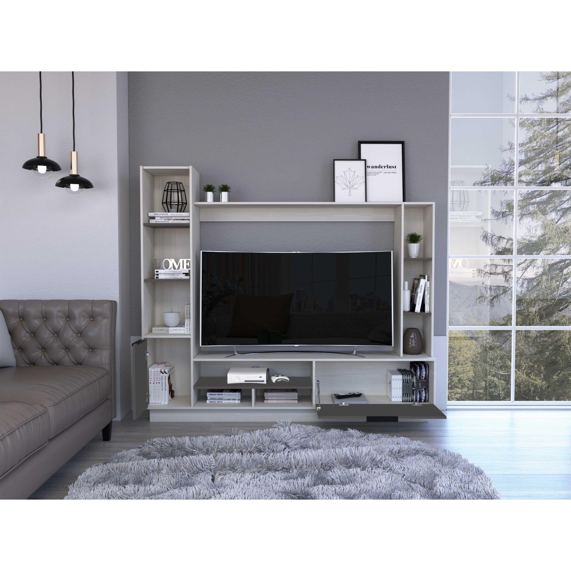 Centro De Entretenimiento Tv 60" Gris 176.8X202X35 Cm-8