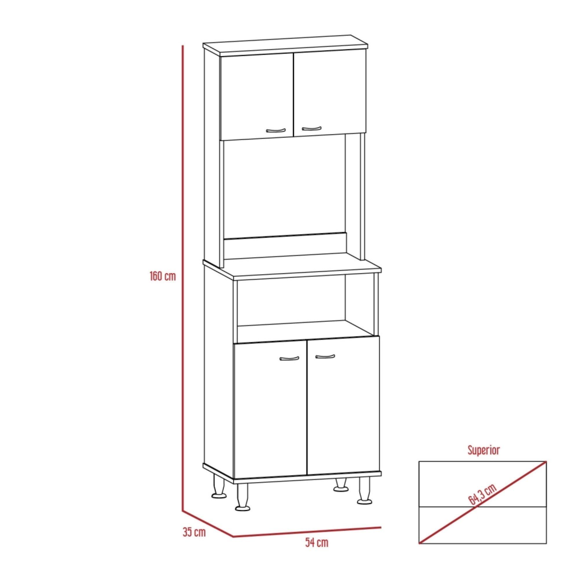 MUEBLE MICROONDAS 4 PUERTAS FM-011C CAFÉ CLARO Y BLANCO-5
