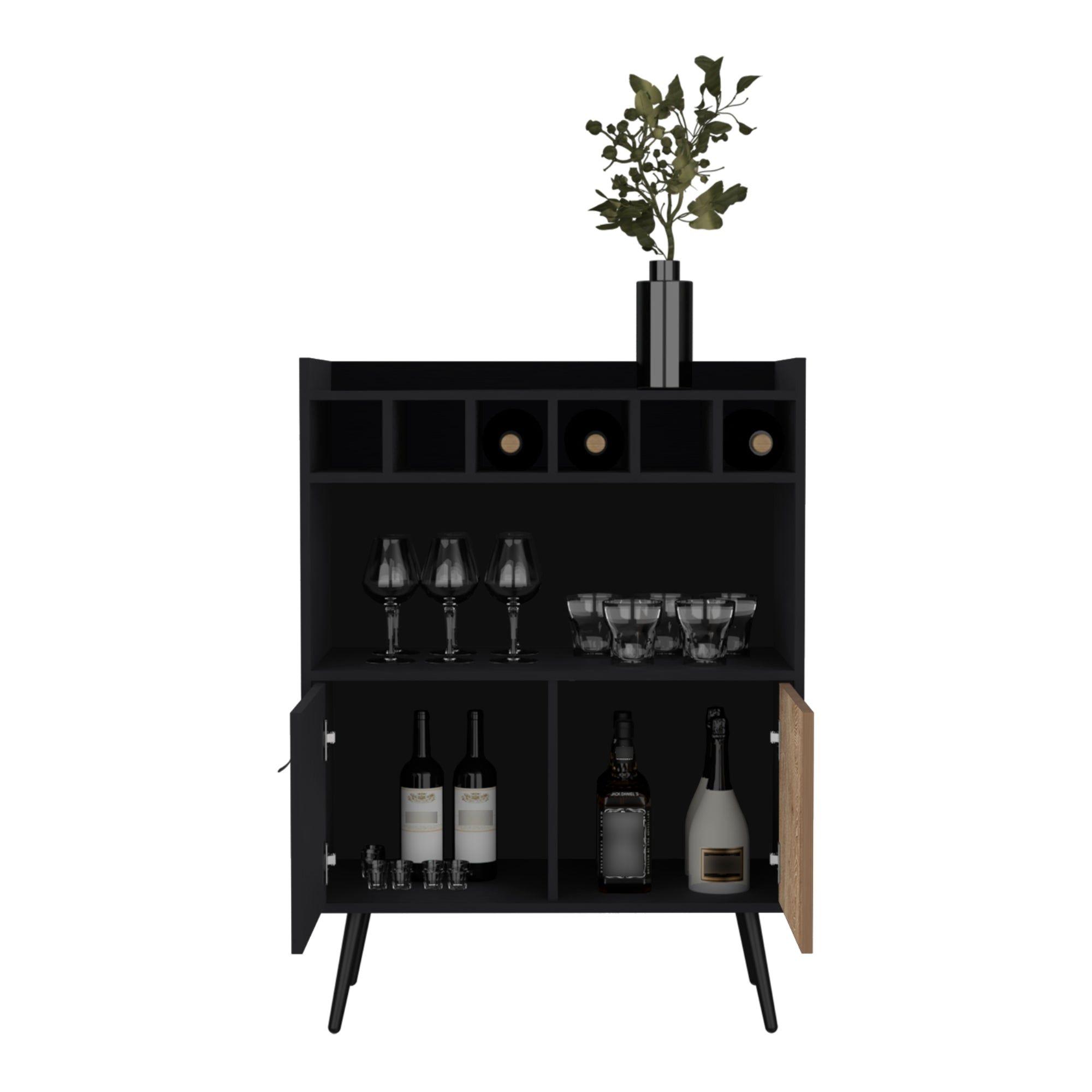 Bar Bajo 2 Puertas 6 Botelleros Fm-007N Negro-2