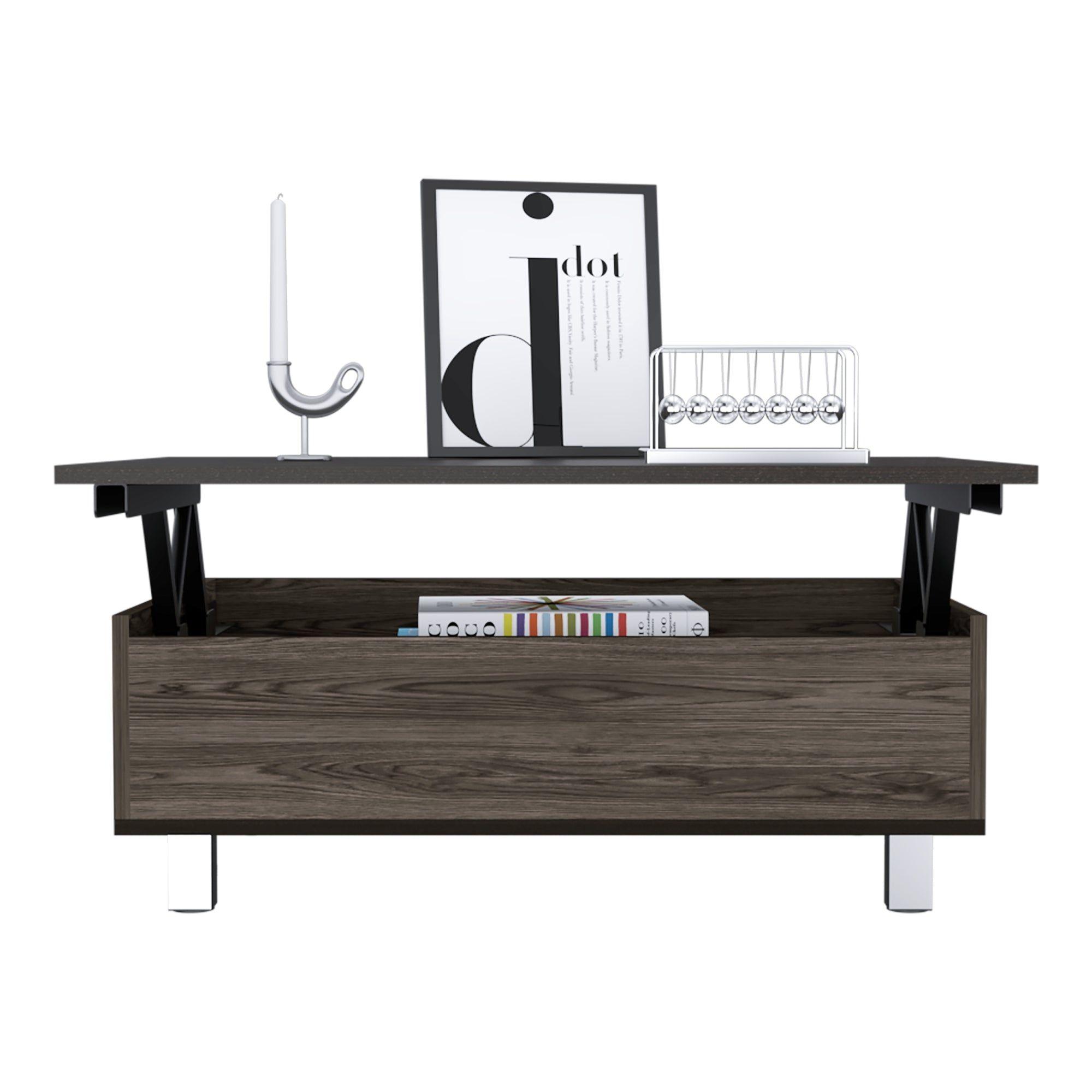 MESA DE CENTRO EXTENSIBLE FM-002O - CAFE OSCURO / NEGRO-2