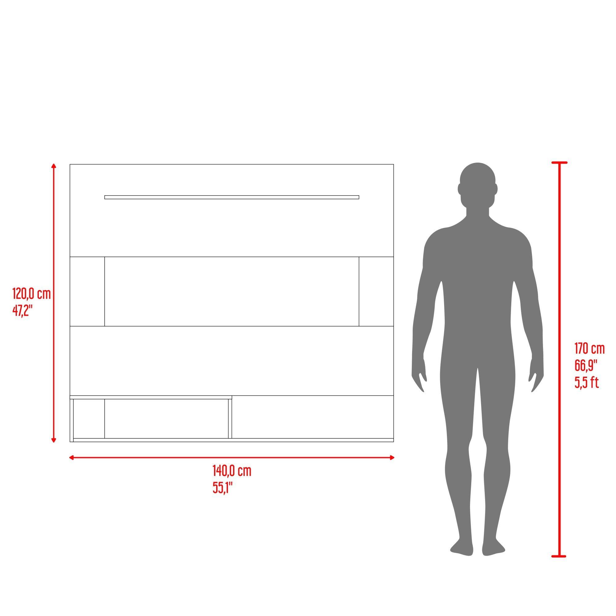 Panel Tv  55" 120X150X31,5 Cm Fm-001O Café Claro Y Negro-4