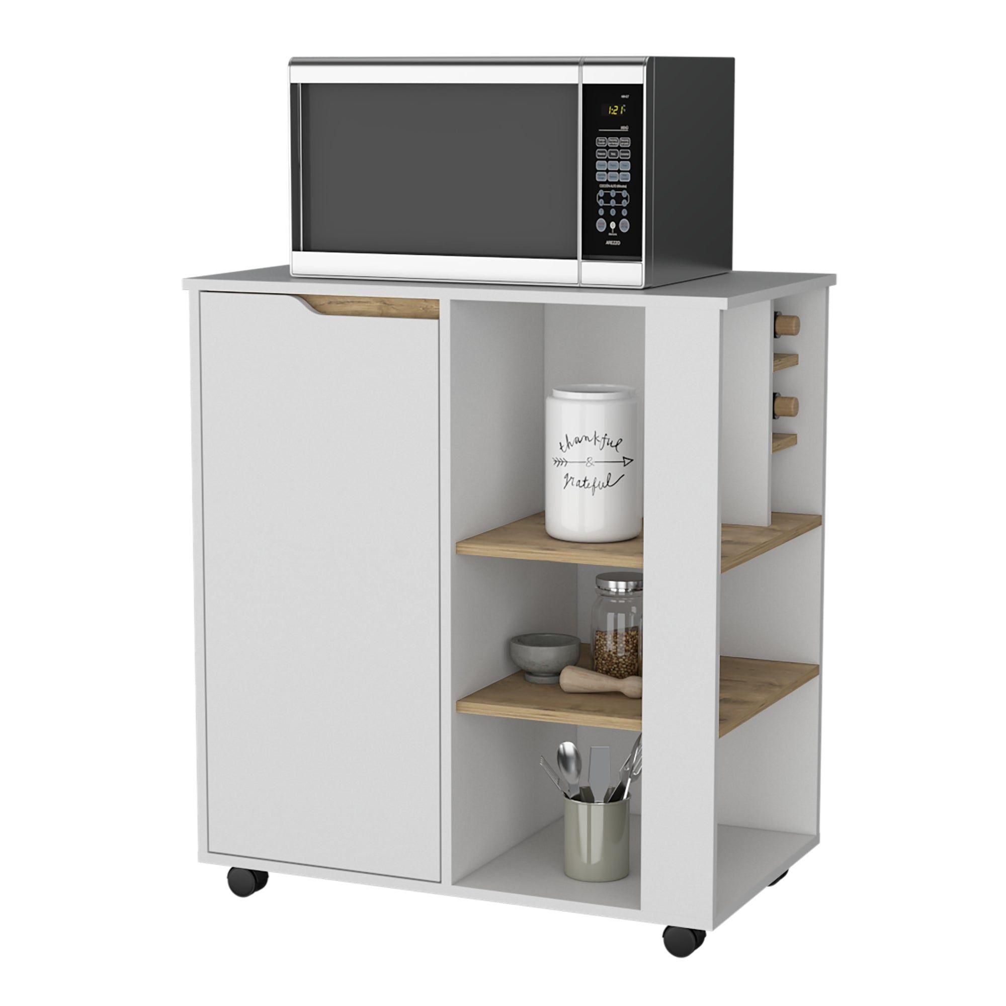 MUEBLE MICROONDAS 1 PUERTA 4 RUEDAS FM-009B BLANCO Y CAFÉ CLARO-2