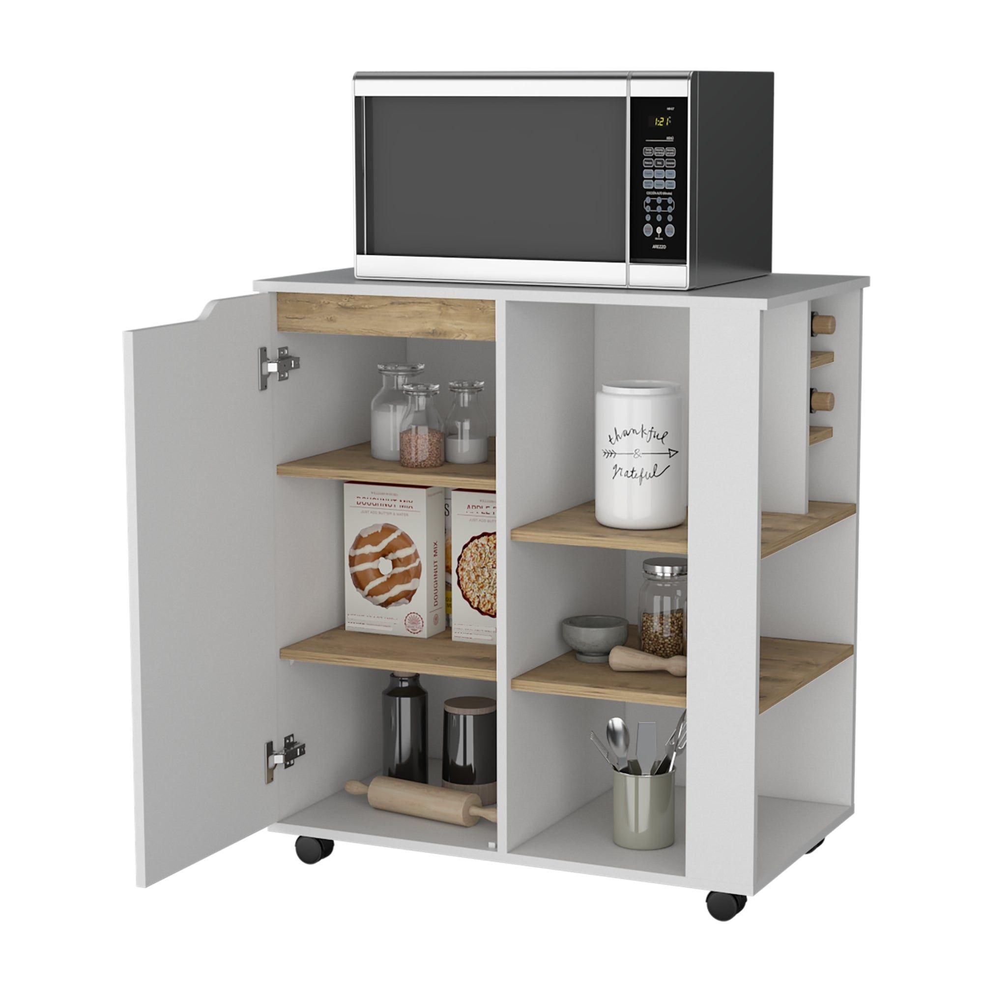 MUEBLE MICROONDAS 1 PUERTA 4 RUEDAS FM-009B BLANCO Y CAFÉ CLARO-3