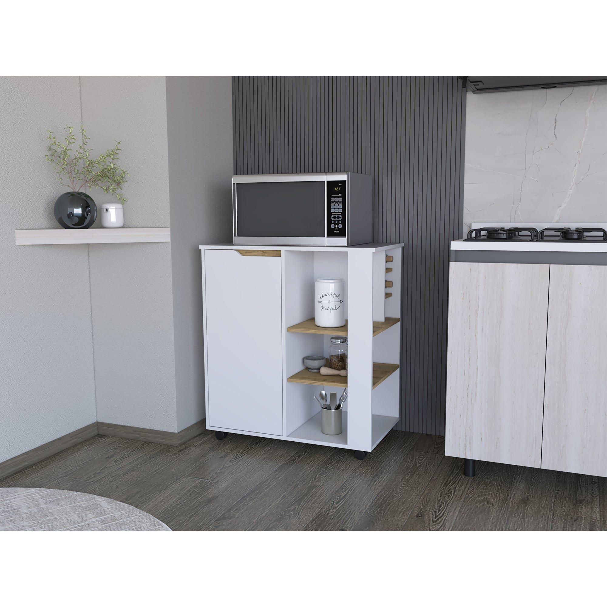 MUEBLE MICROONDAS 1 PUERTA 4 RUEDAS FM-009B BLANCO Y CAFÉ CLARO-4