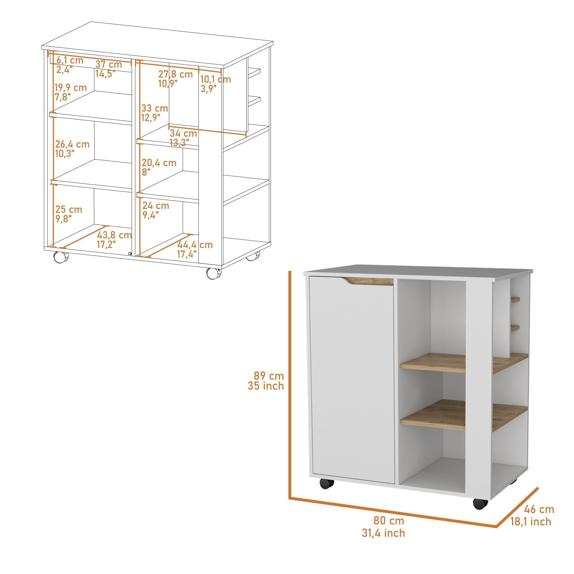 MUEBLE MICROONDAS 1 PUERTA 4 RUEDAS FM-009B BLANCO Y CAFÉ CLARO-6