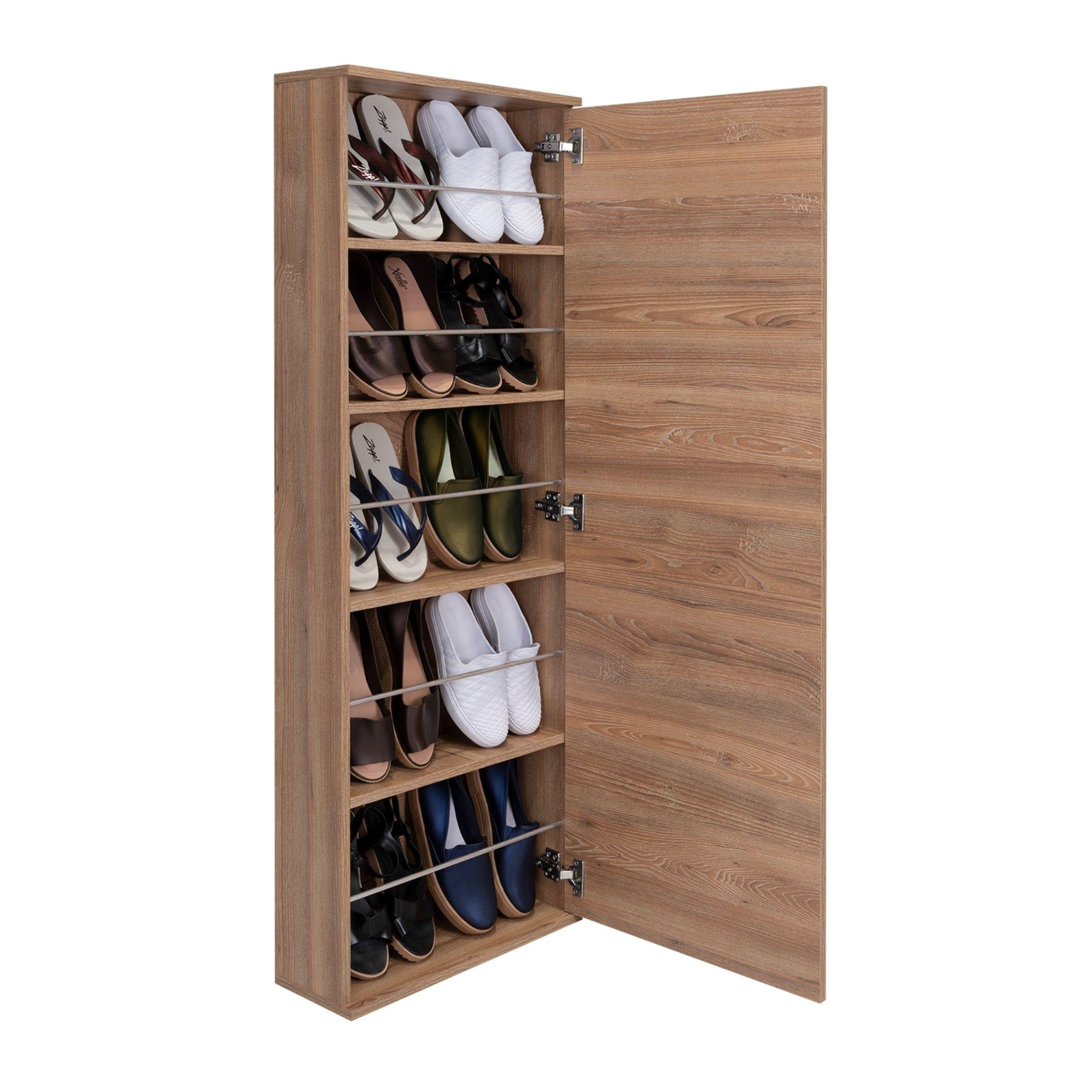 Zapatero Organizador Con Espejo 138 X 47 X 17 Cm Café Claro-0
