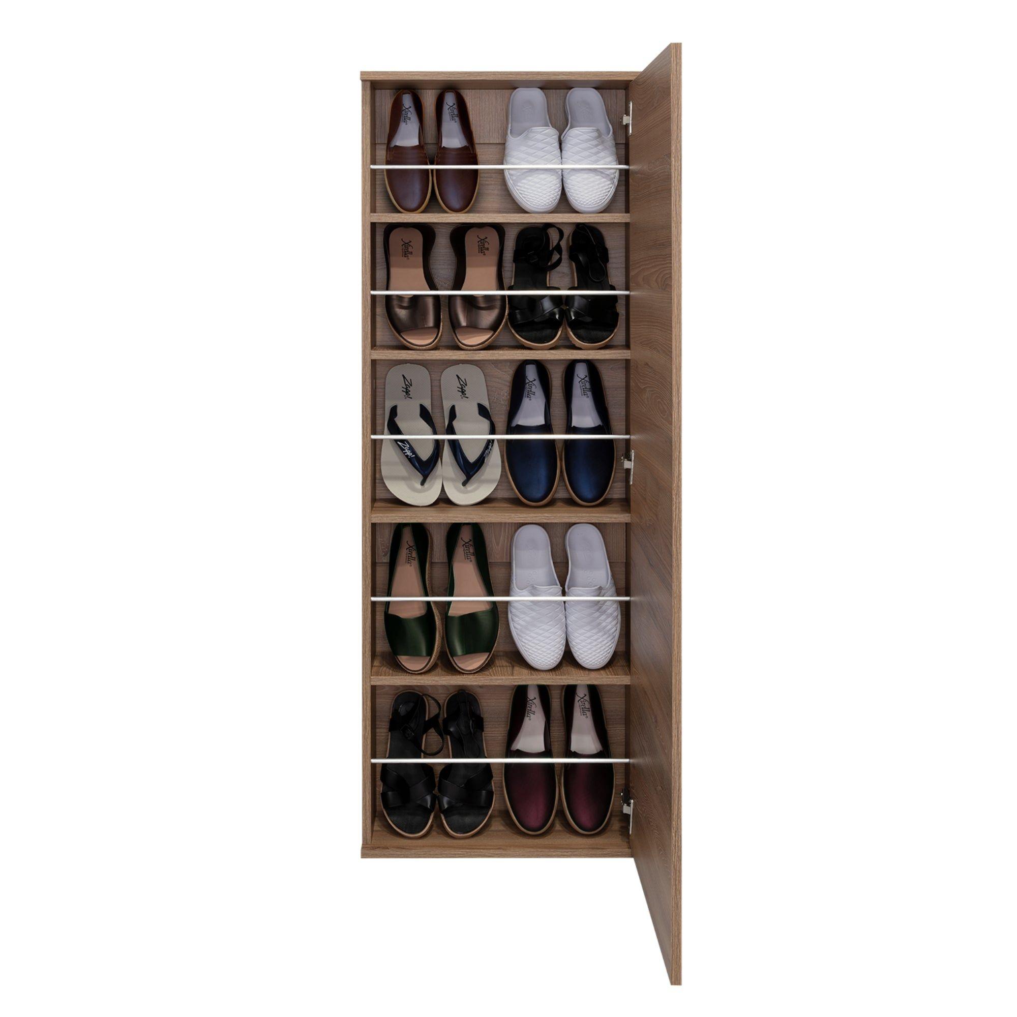 Zapatero Organizador Con Espejo 138 X 47 X 17 Cm Café Claro-1