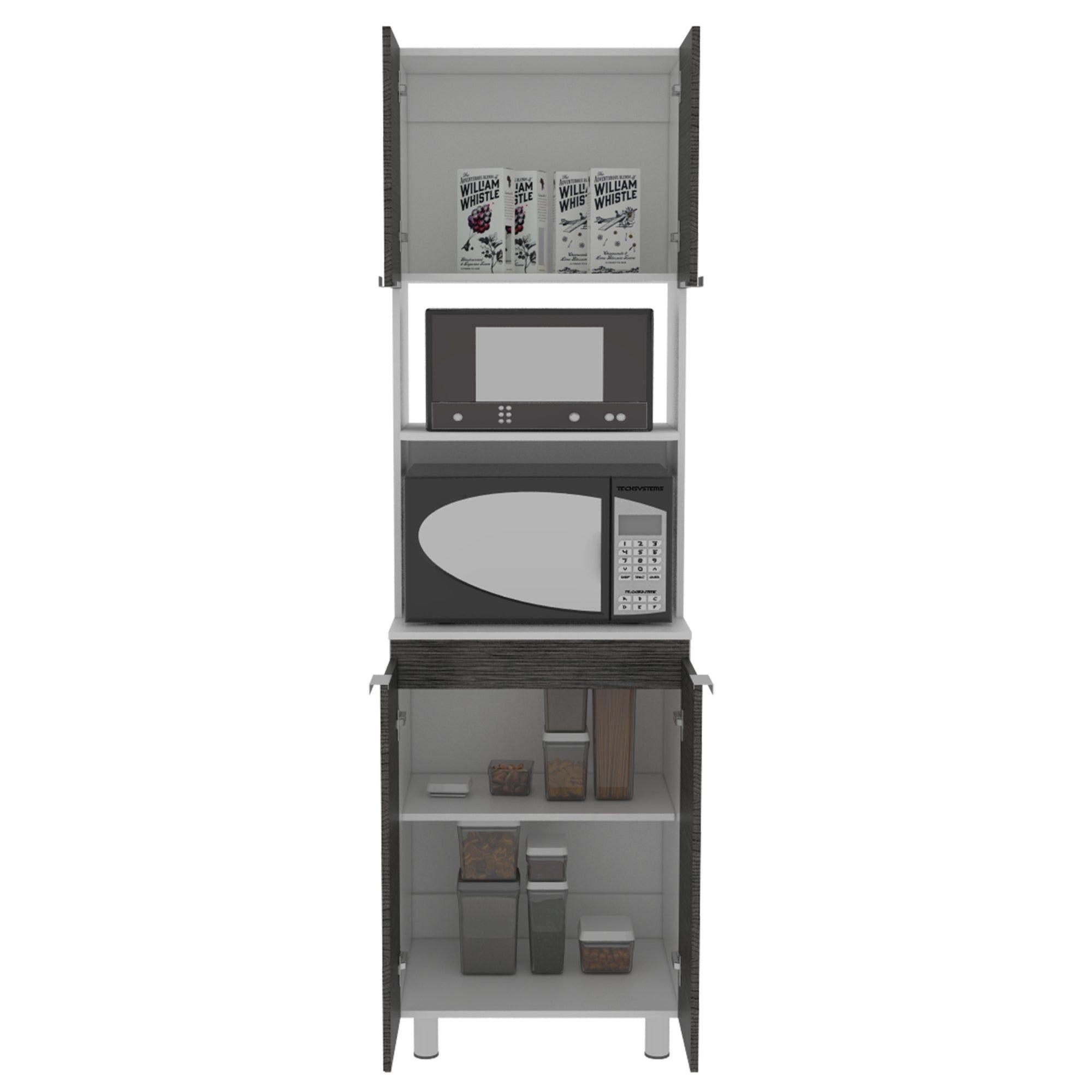 MUEBLE MICROONDAS 4 PUERTAS FM-005G GRIS Y BLANCO-2