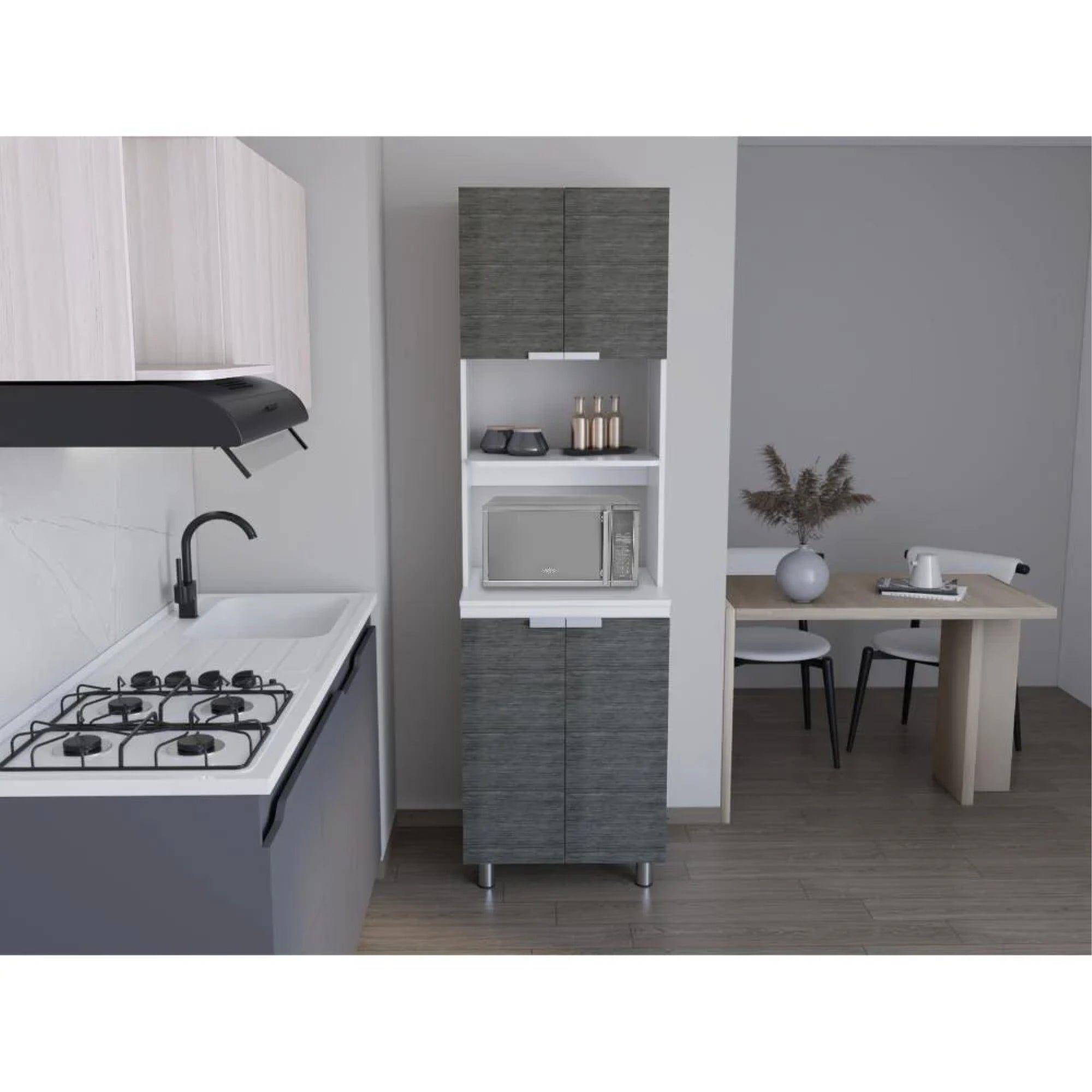 MUEBLE MICROONDAS 4 PUERTAS FM-005G GRIS Y BLANCO-4