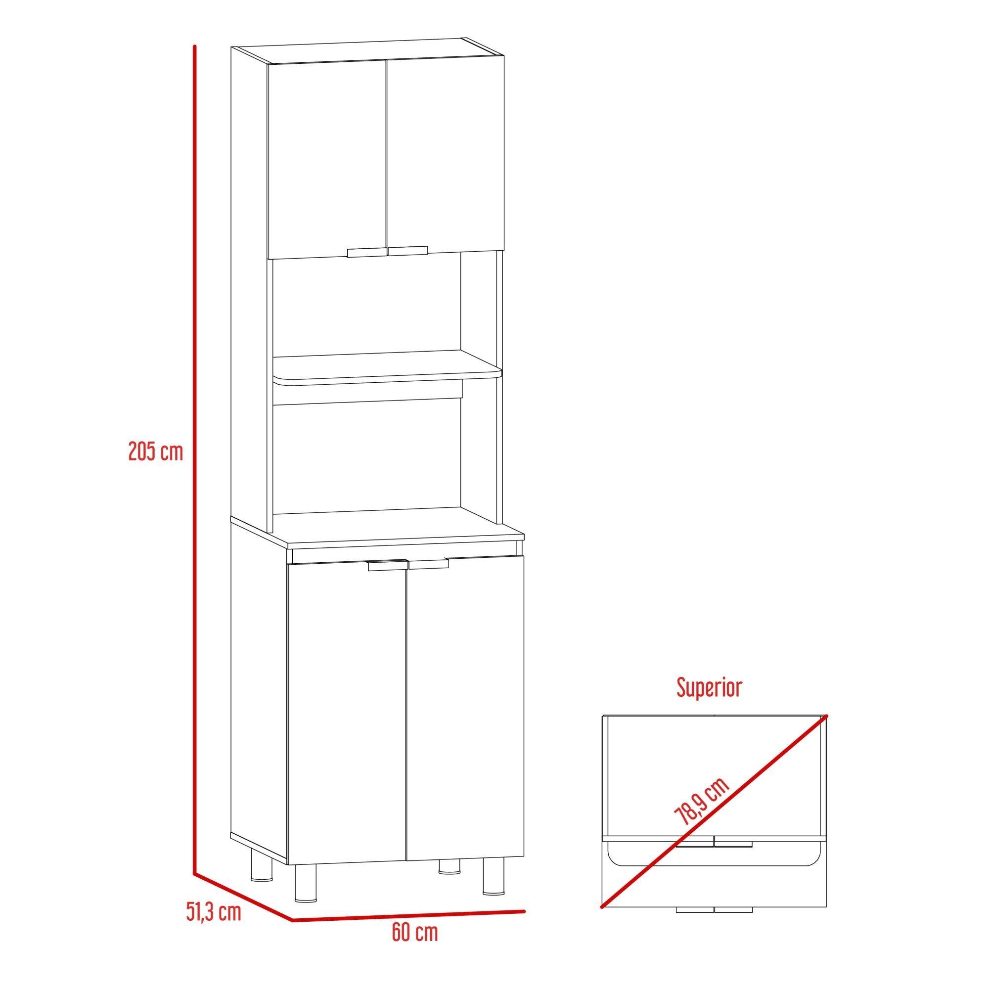 MUEBLE MICROONDAS 4 PUERTAS FM-005G GRIS Y BLANCO-5