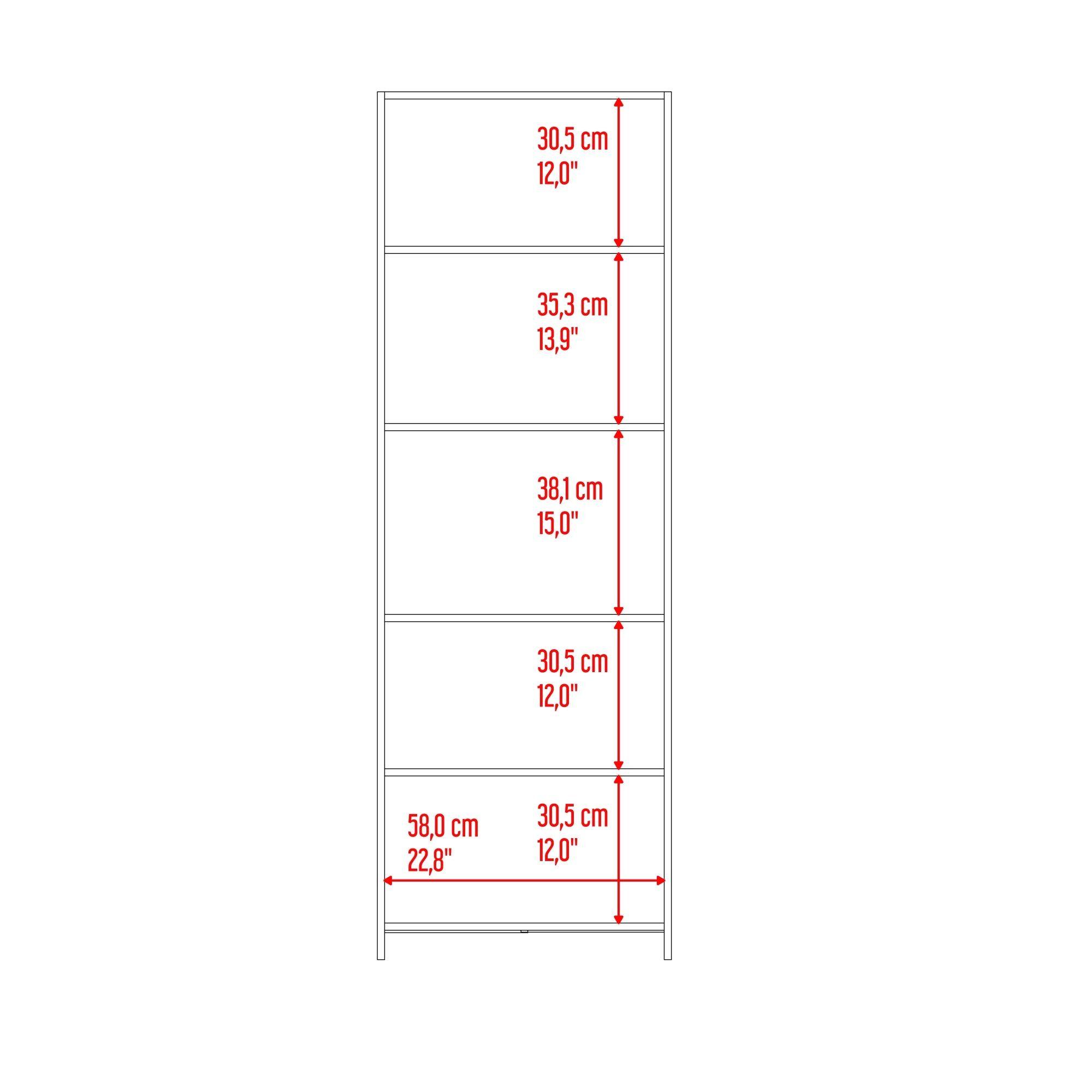 Mueble Biblioteca Con 5 Repisas 180,6X63X26,6 Cm Café Claro Y Negro-4