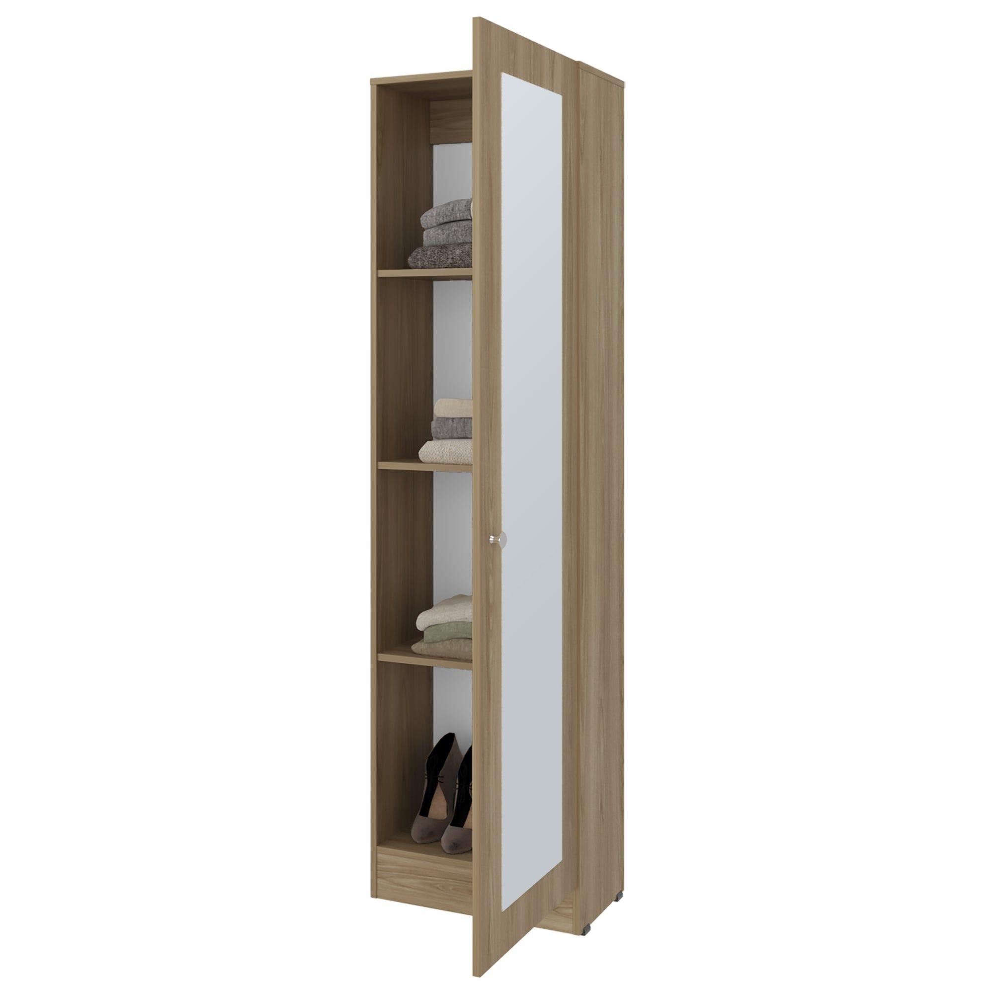 Closet 1 Puerta Con Espejo 180,1x49,1x30,2 Cm Café Claro-2