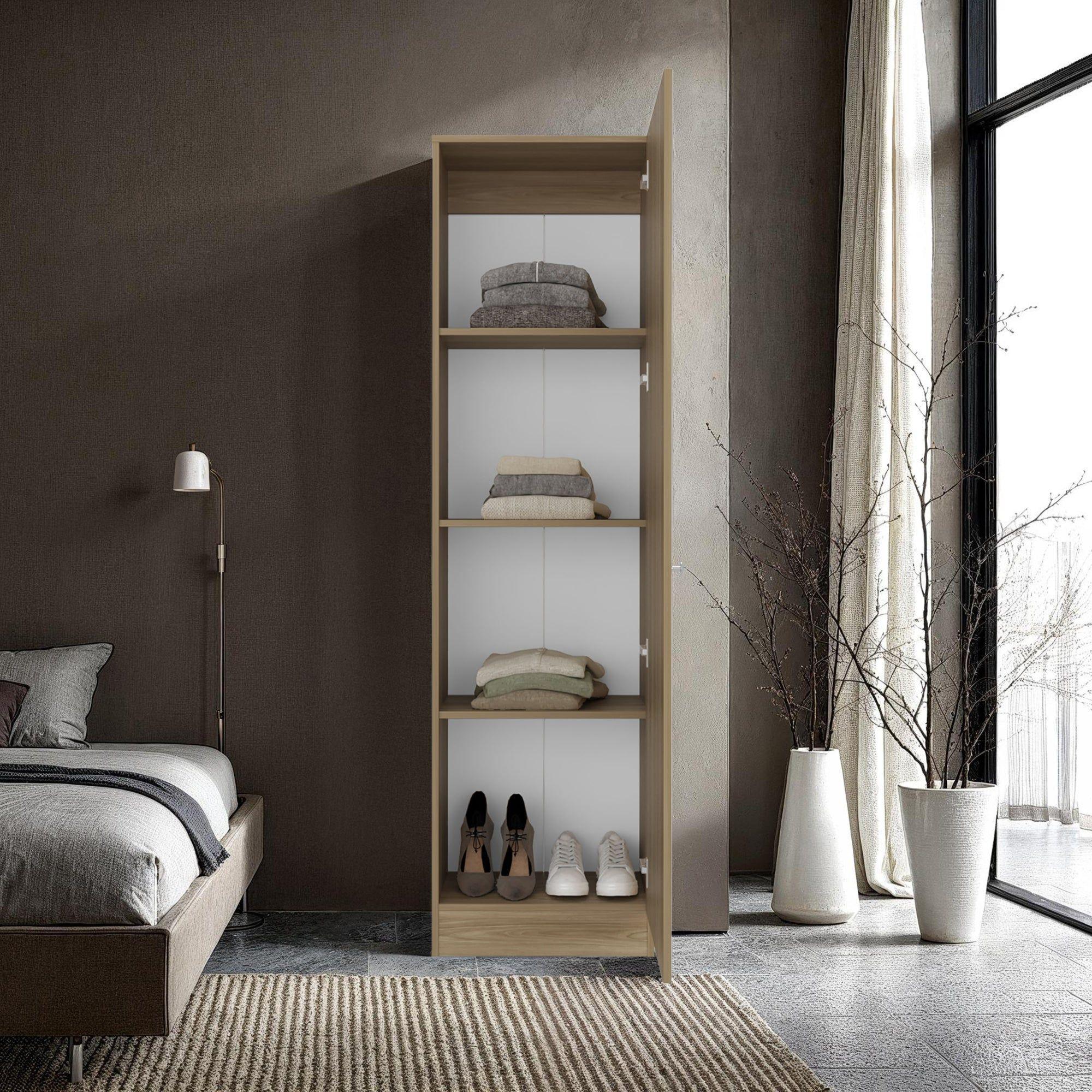 Closet 1 Puerta Con Espejo 180,1x49,1x30,2 Cm Café Claro-5