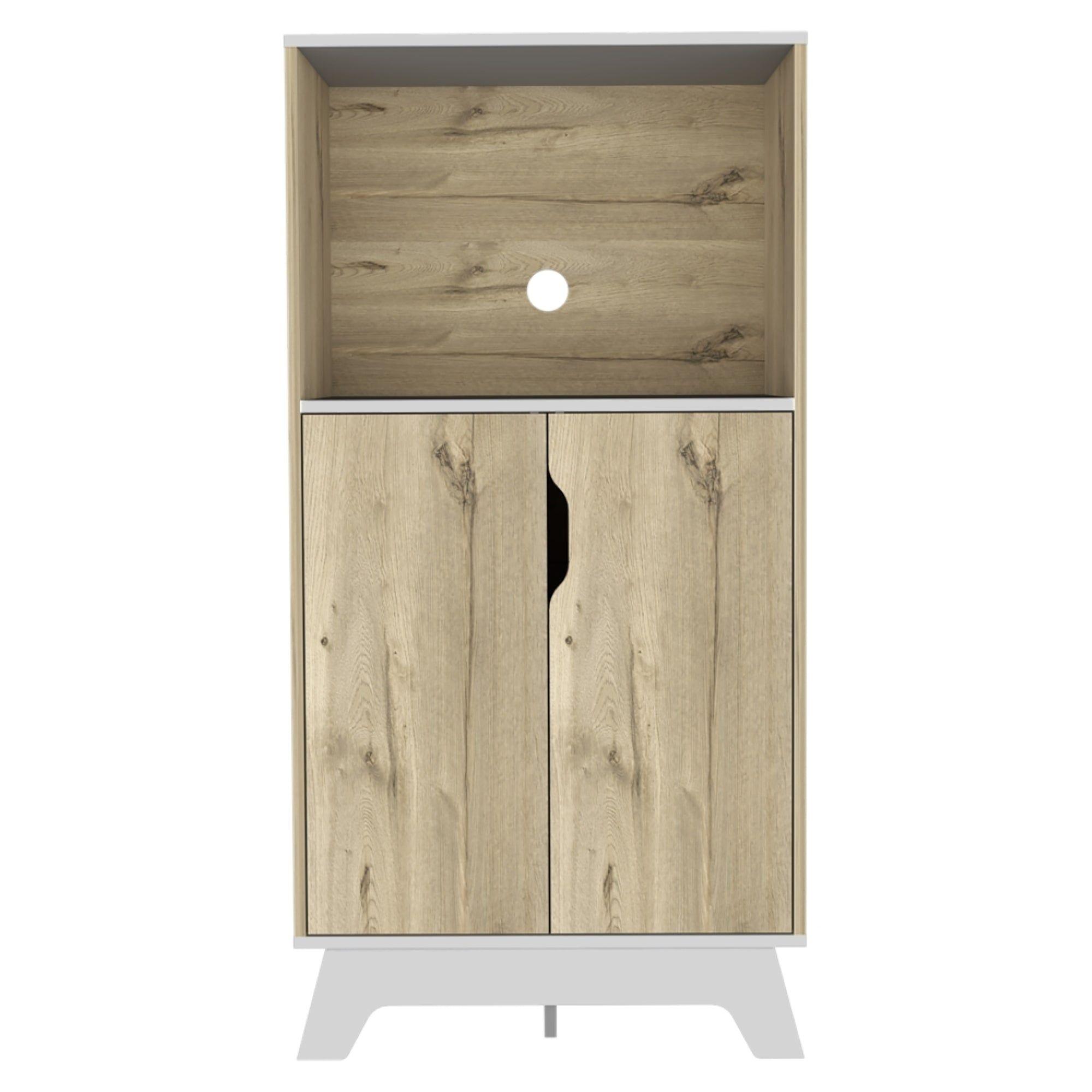 Mueble Para Microondas 2 Puertas Abatibles 130X65X40 Cm Beige Y Blanco-3