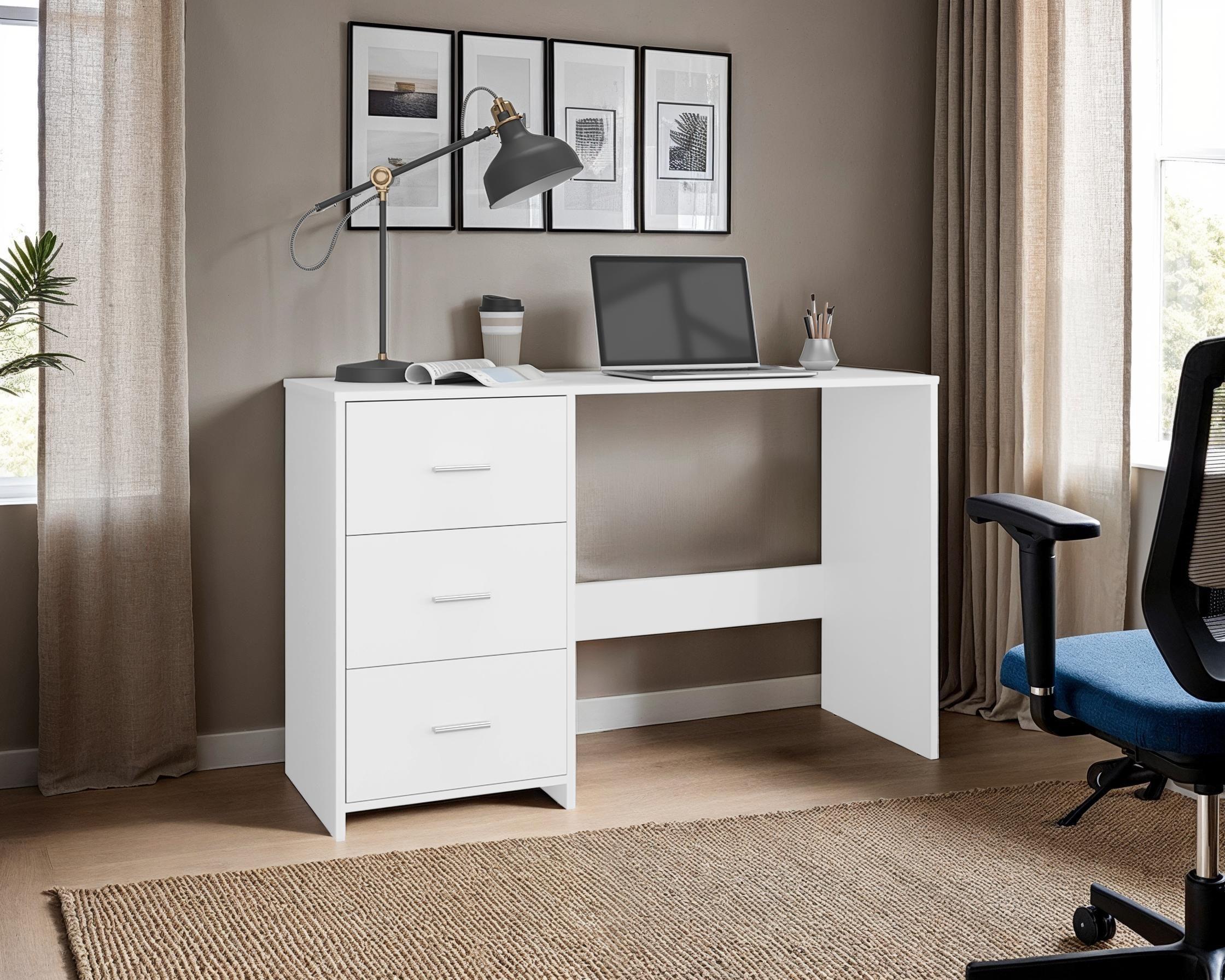 Escritorio Con Cajonera Fm Blanco 76,2X120,8X42,1 Cm-5