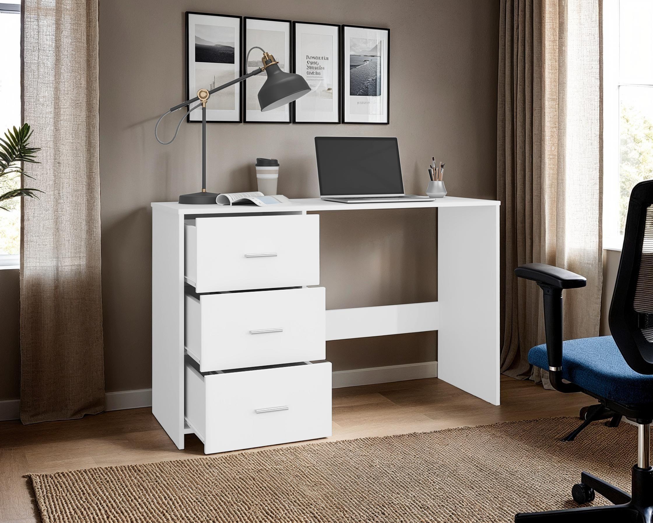 Escritorio Con Cajonera Fm Blanco 76,2X120,8X42,1 Cm-6