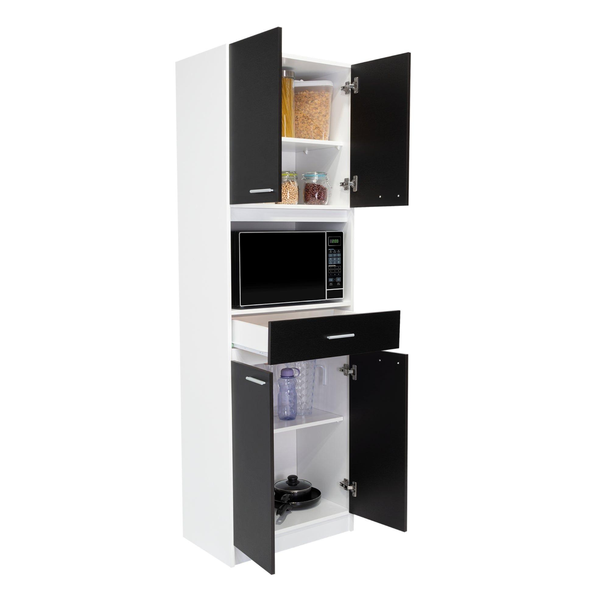MUEBLE MICROONDAS 4 PUERTAS 1 CAJON FM-014B NEGRO Y BLANCO-3