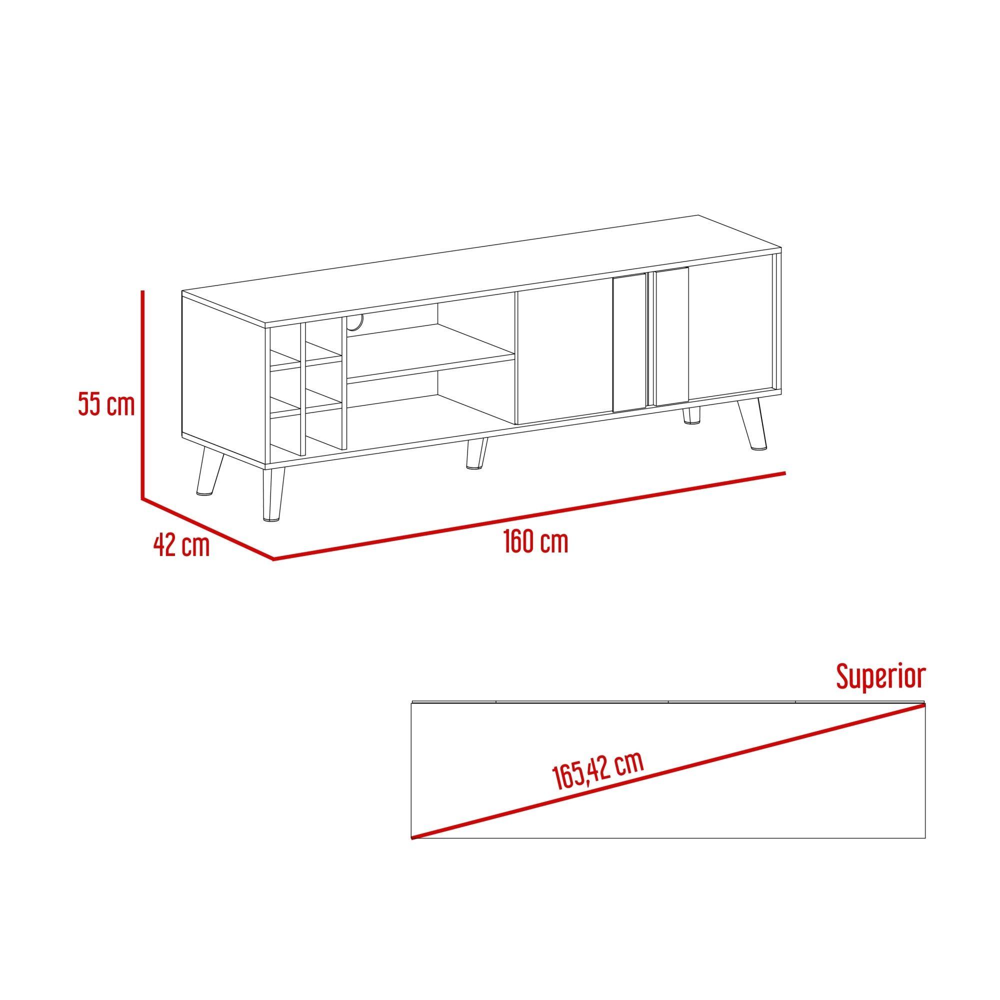 Rack Tv 65" Con 6 Botelleros 2 Puertas Beige-4