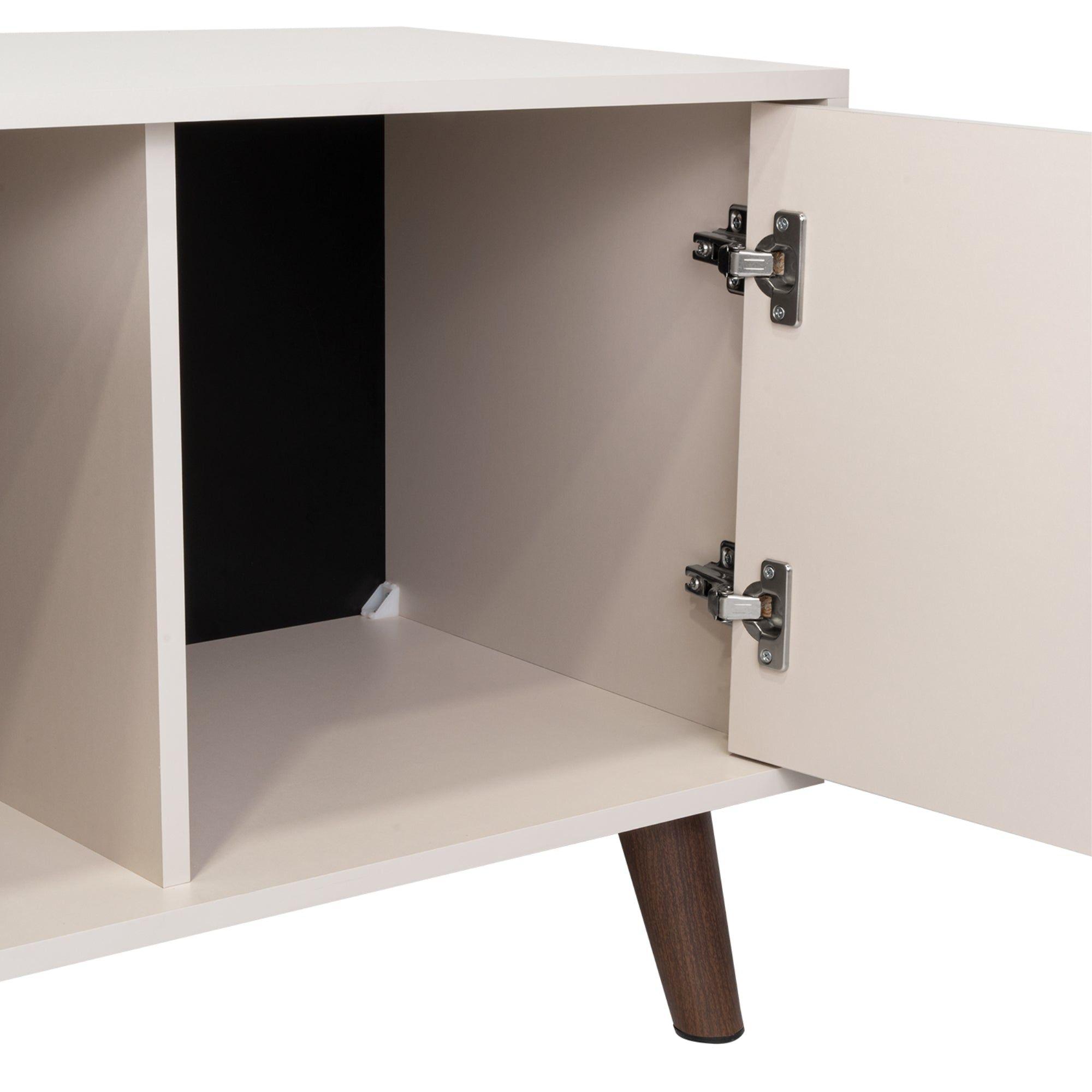 Rack Tv 65" Con 6 Botelleros 2 Puertas Beige-8